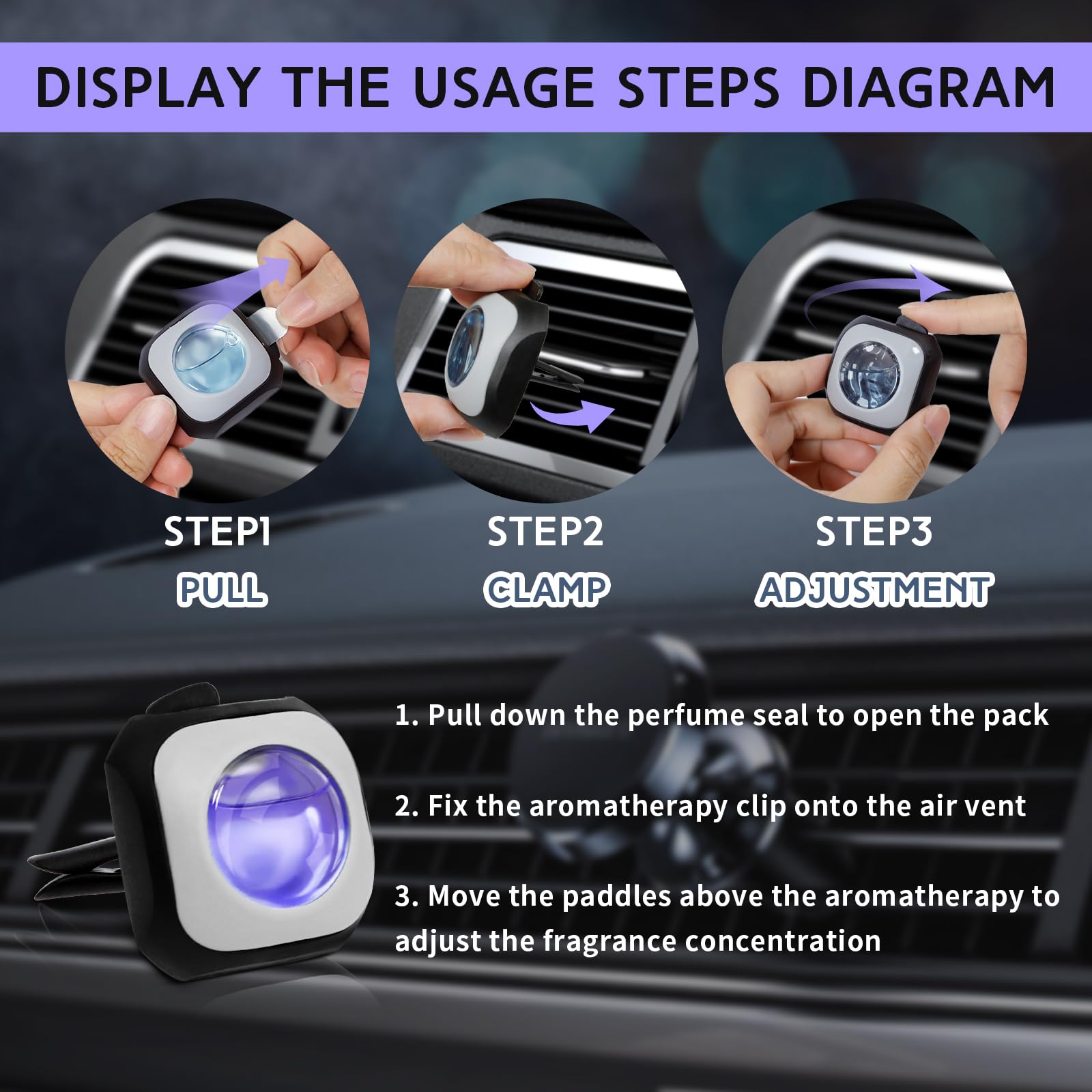 SCENTORINI Car Air Freshener Vent Clips, Lavender Scent, Car Fresheners Long Lasting, 6 Pack Up to 180 Days, for Odor Eliminator
