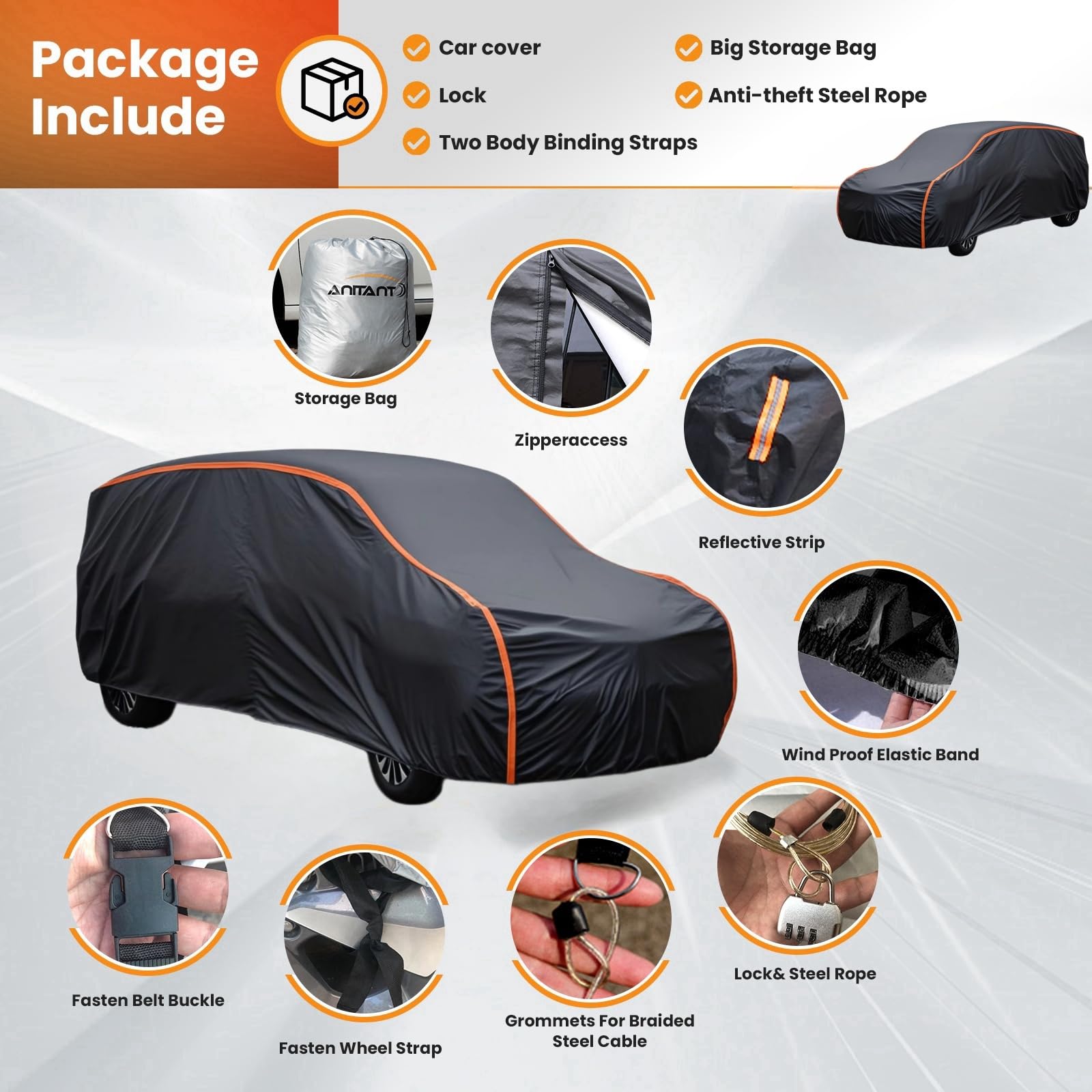 Lightweight Mini Van Cover Outdoor Large Car Cover Waterproof All Weather Full Exterior Cover Fit Van Up To 217    L X 72'' W X