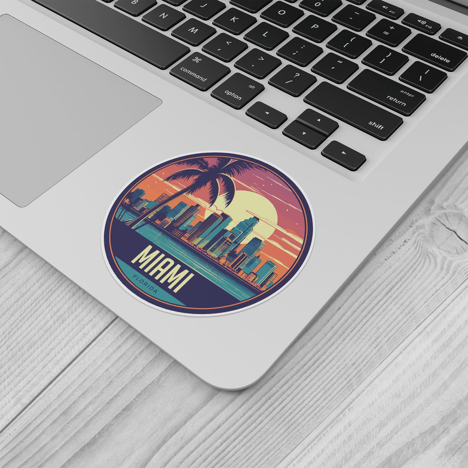 Miami City Sticker - Waterproof Vinyl Decal for Car Bumper, Laptop, Water Bottle, Wall, and Window, Size - 5'' Longer Side