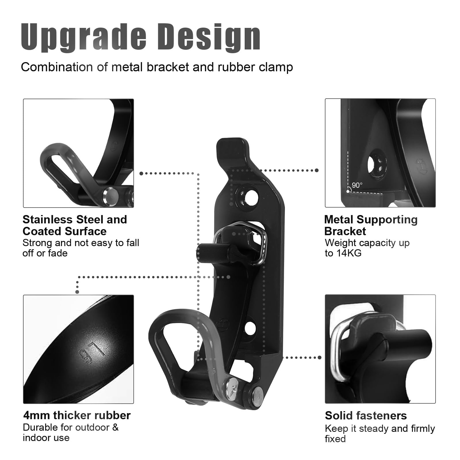 4Pcs Shovel Mount for Roof Rack, Metal Rubber Clamp Mounting Brackets Kit, Shovel Holder for Truck, Car Accessories for Boats,Mi