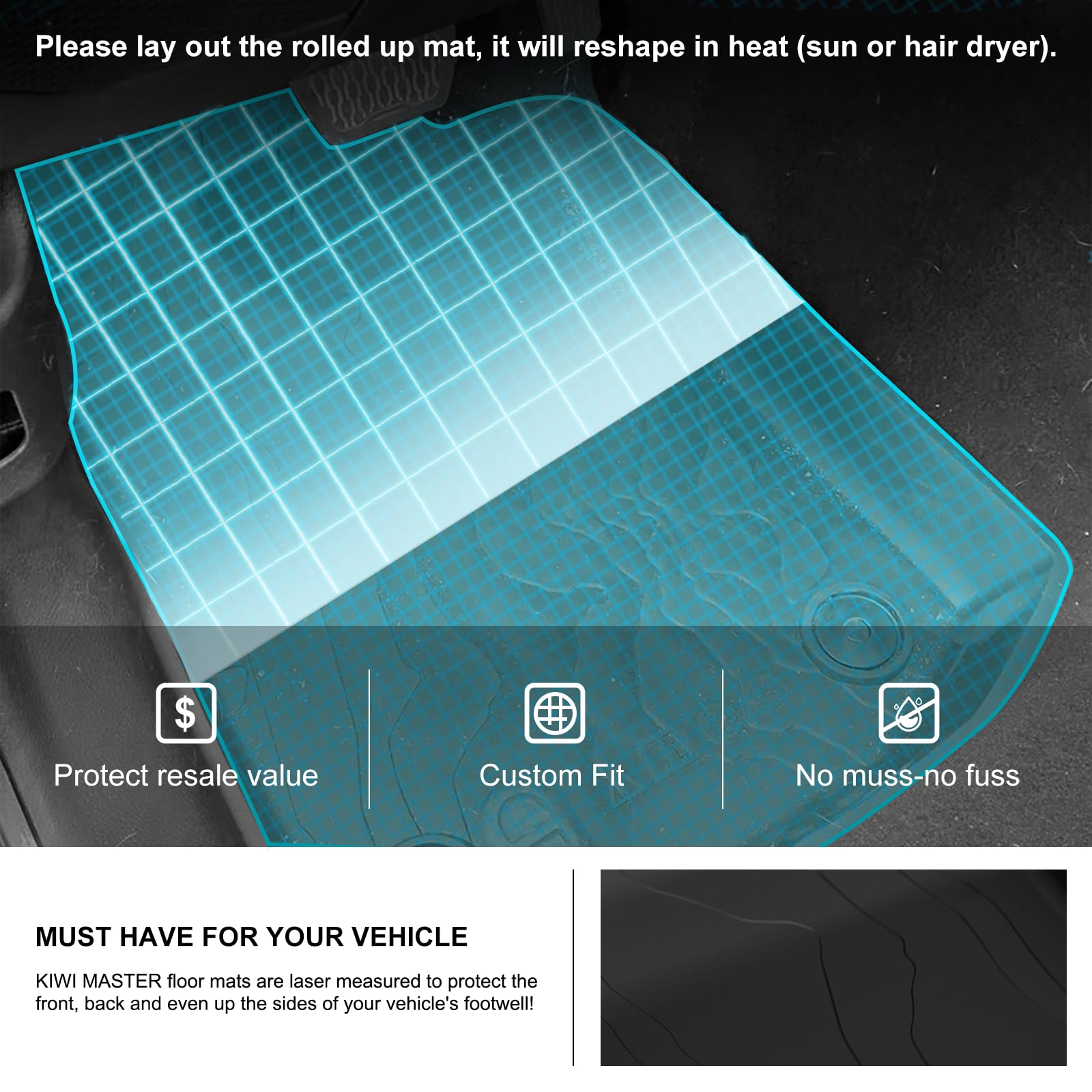 Kiwi Master Floor Mats For 2020-2025 Jeep Gladiator Jt Oem Replacement 82215626Ab All Weather Mat Front & 2Nd 2 Row Seat Tpe Slu