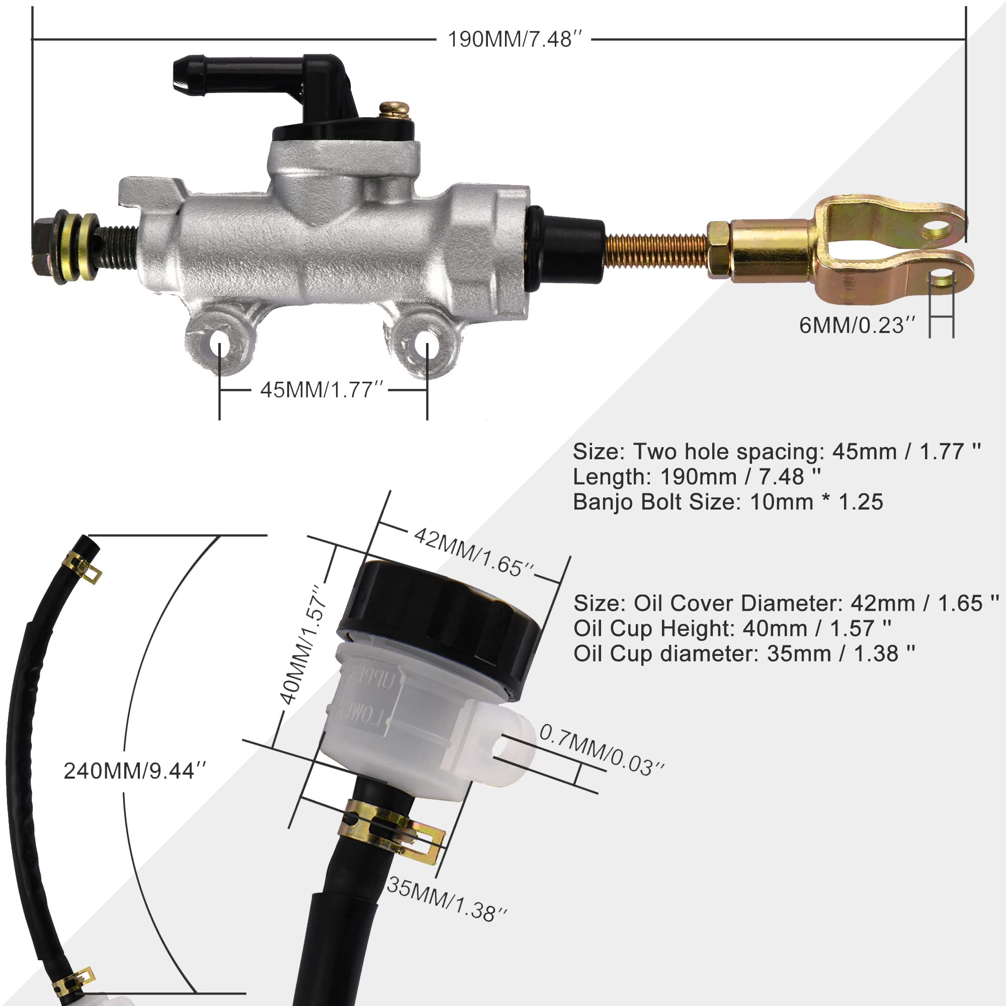 Goofit Rear Brake Master Cylinder With Reservoir For 50Cc 70Cc 90Cc 110Cc 125Cc Atv Chinese Dirt Bike Pit Bike