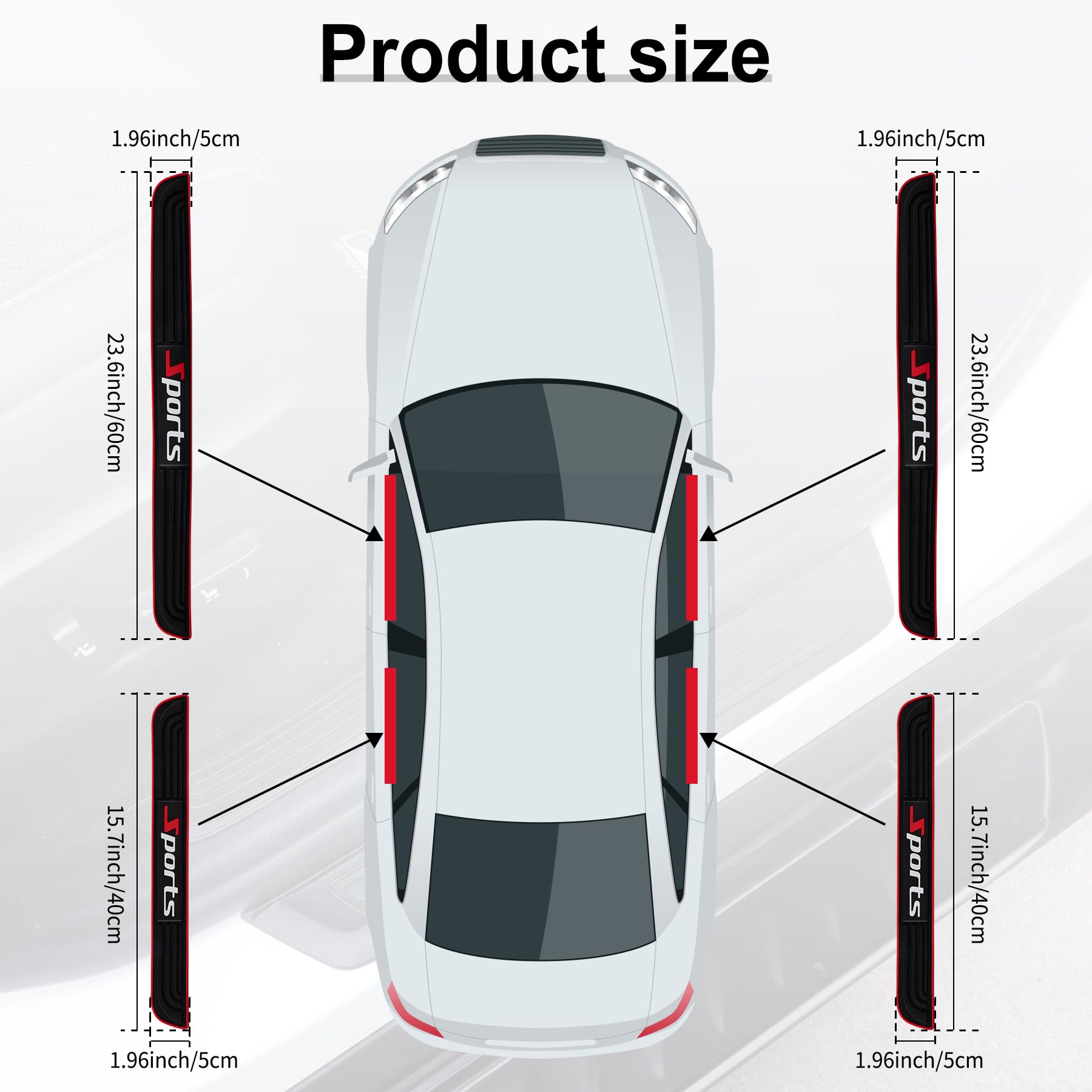 Singaro Car Door Threshold Protection, 4Pcs Door Edge Step Dust Shield Cover, Door Width 23.6X1.96Inch Car/Suv Universal Rubber
