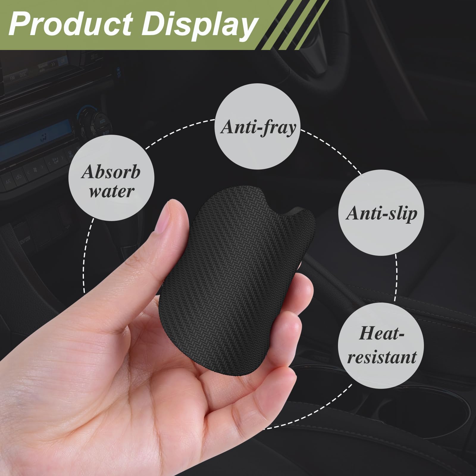 Nipichsha Car Cup Holder Coasters, Car Coasters For Cup Holders, 2 Pack Anti Slip Insert Coasters, Rubber Car Cup Mat With A Finger Notch, Cute Car Interior Accessories For Women (Abstract Boho Leaf)