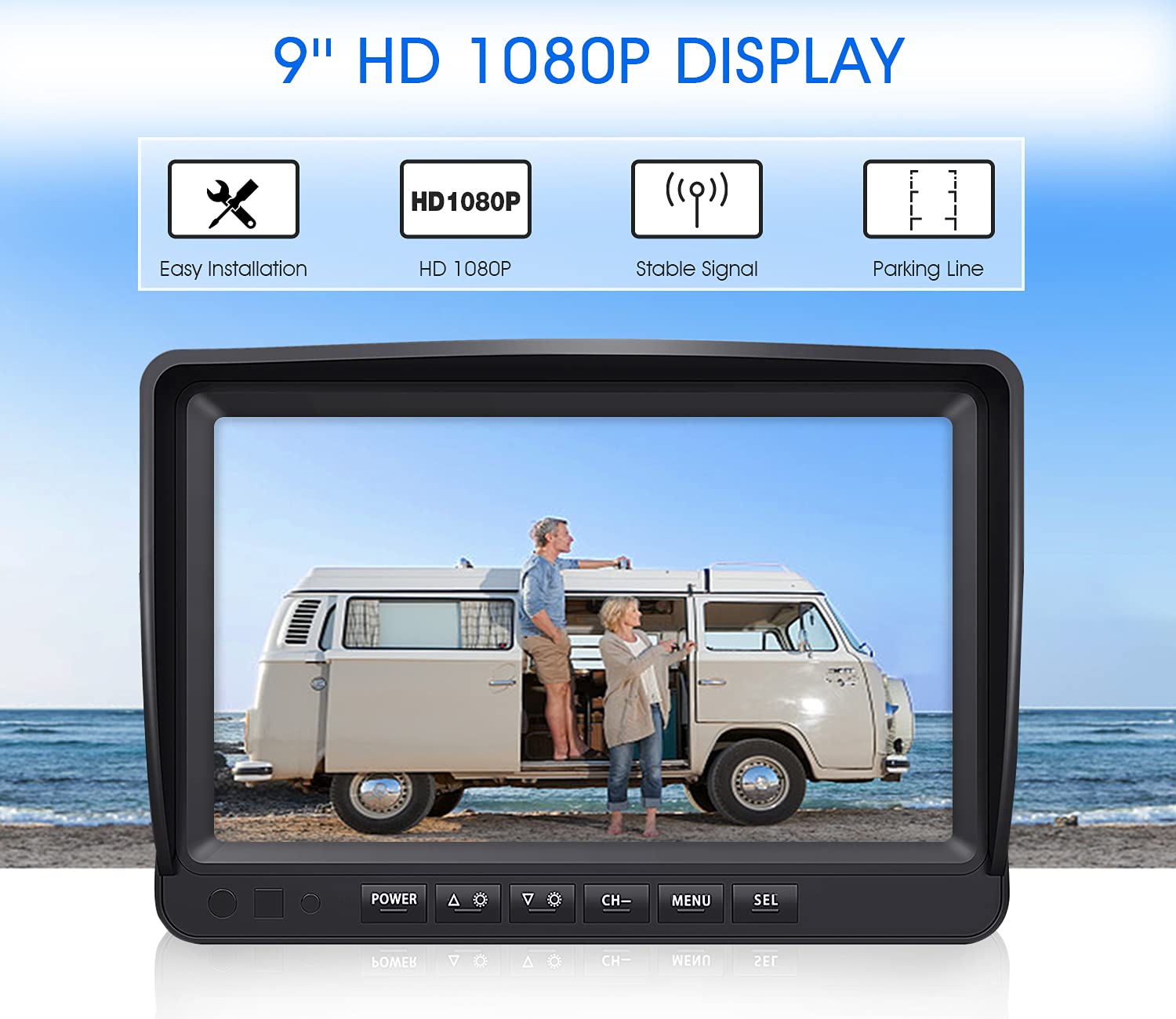 ZEROXCLUB Wireless Backup Camera System for RV, Truck, & Trailer - 9" Monitor, 4 Cameras, HD 1080P, IP69 Waterproof, Stable Signal - B904