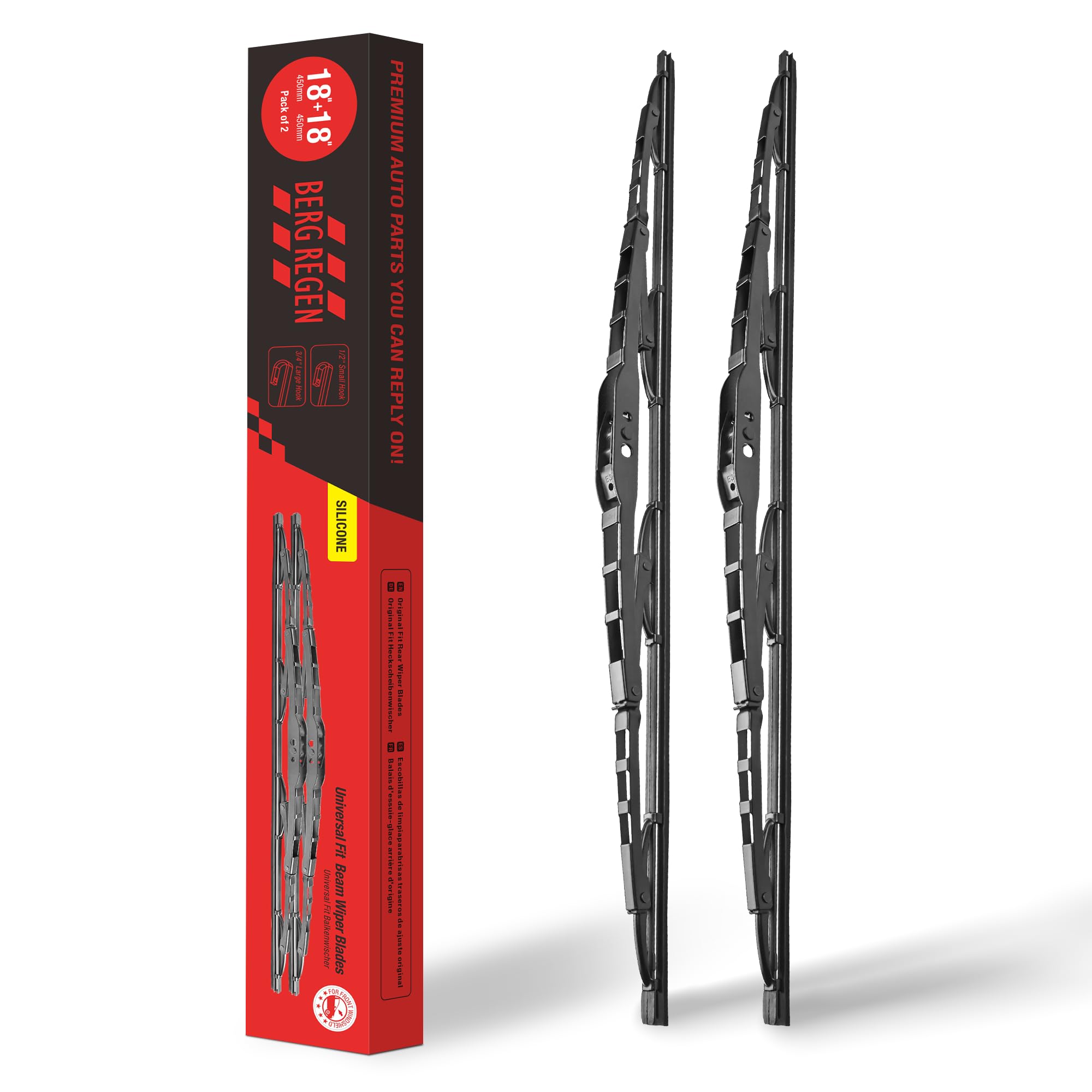Berg Regen Silicone Windshield Wiper Blades Replacement For Ford Ranger 2011-1999/ Chevy Hhr 2010-2006/ Jeep Commander 10-06 Pre