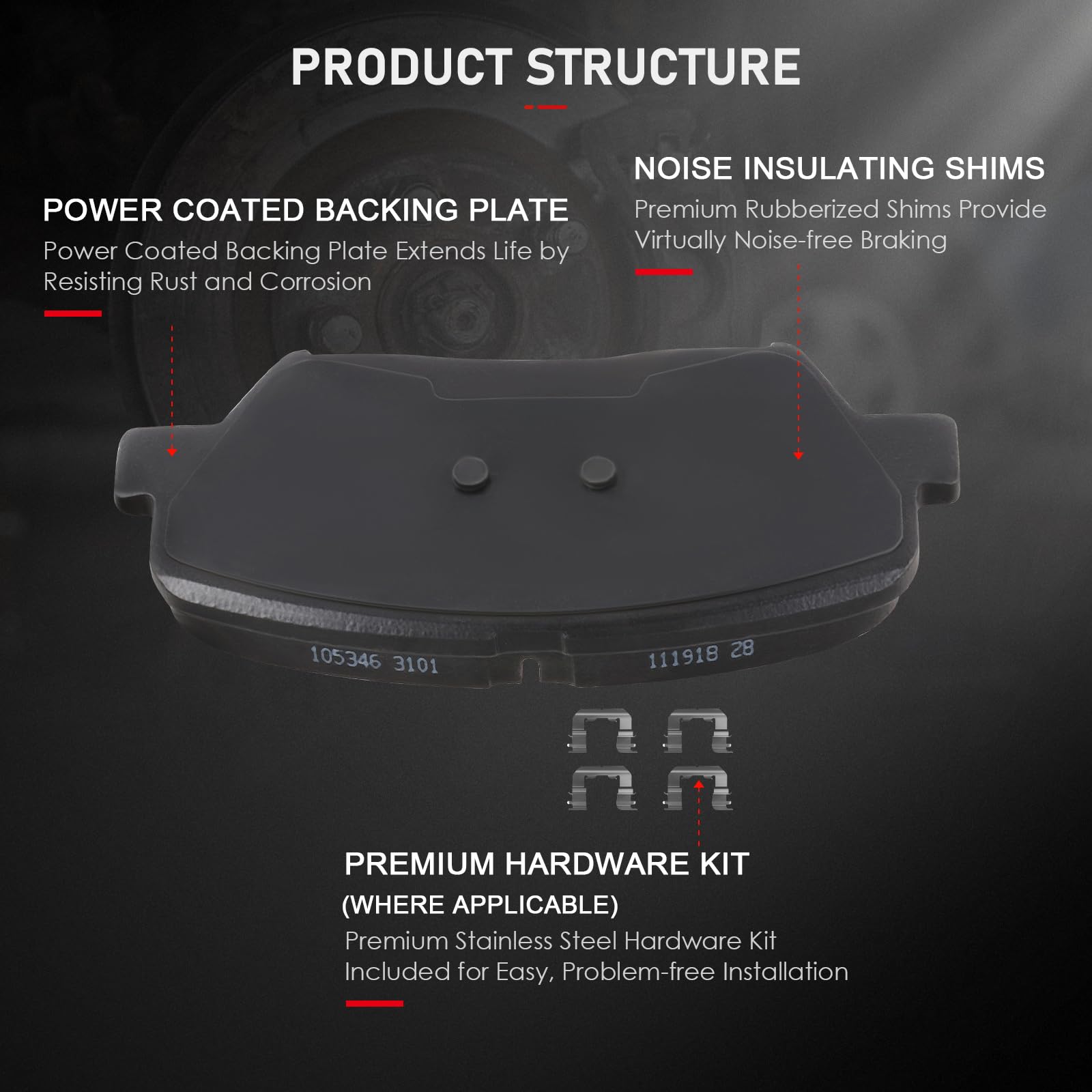 Cciyu D1432 D1439 Front & Rear Professional Ceramic Brake Pads Set Fit For 2010-2012 For Hyundai Santa Fe,2013-2014 For Hyundai