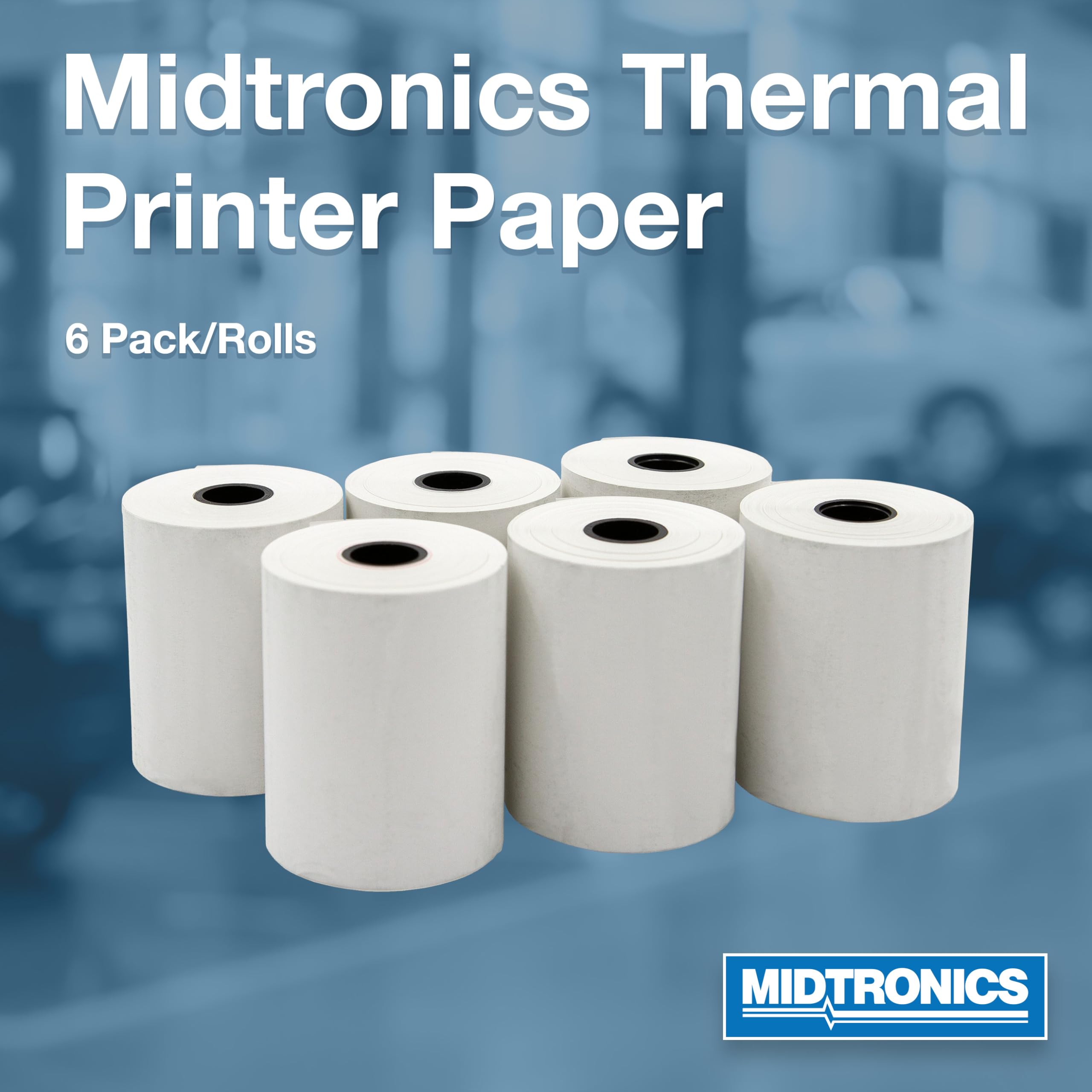 Midtronics A095 Thermal Printer Paper, 6-Pack Rolls, White