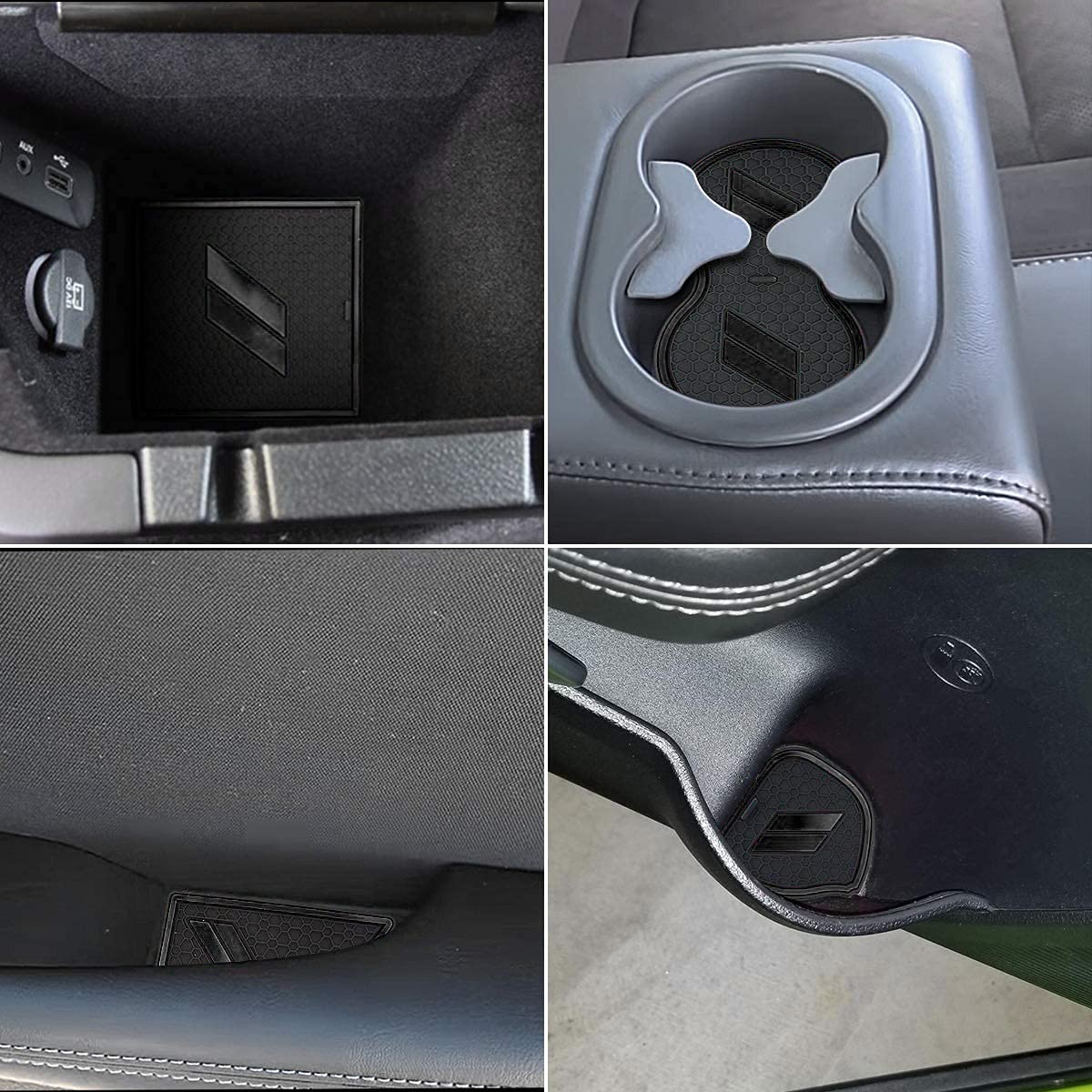 Auprite Anti-Slip Anti-Dust Mats For Challenger Accessories 2015 2016 2017 2018 2019 2020 2021 2022, Cup Holder Liners Mats Door Pocket Center Console Liners (Black/11Pcs)