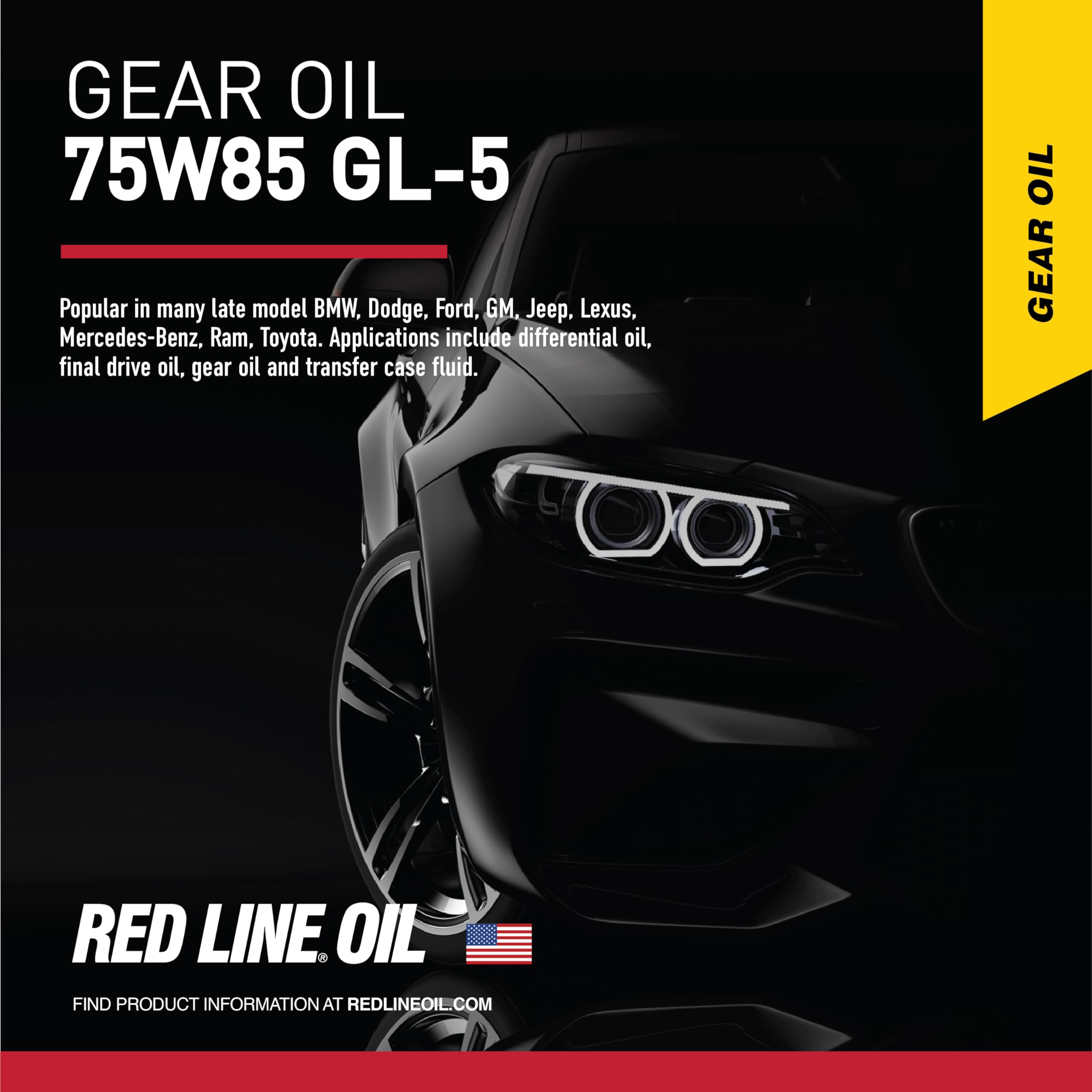 Red Line 50105 75W85 Gl-5 Full Synthetic Gear Oil For Hypoid Limited Slip Differentials - 1 Gallon