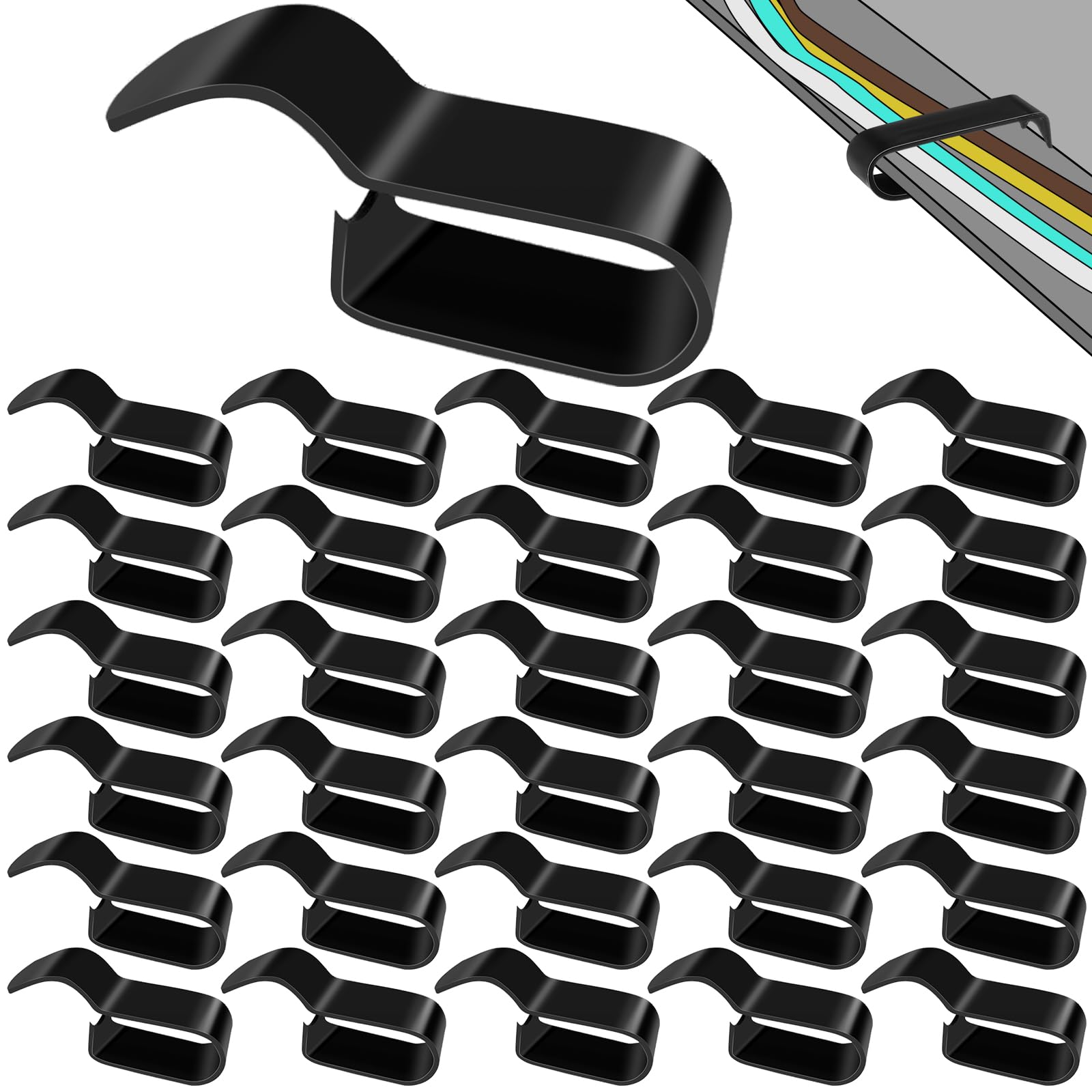 Datanly 30 Pack Trailer Frame Wire Clips Black Push-On Chassis Wire Clips Anti-Corrosion Spring Steel Harness Fasteners for Auto