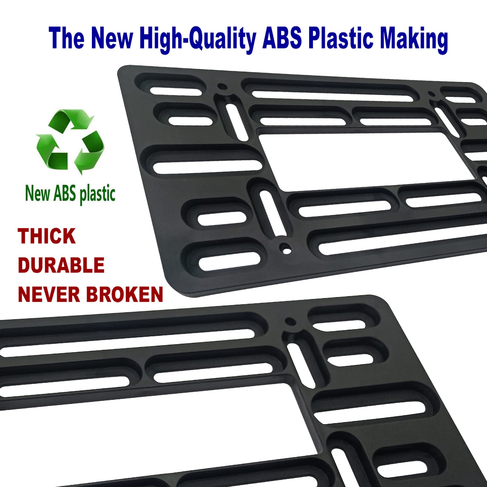 Aootf Front License Plate Bracket- Universal Front Bumper License Plate Mounting Kit, Car Tag Holder Adapter& Carbon Fiber Plate Cover, Anti-Theft Lock Screws, Caps, Nuts, For Us Vehicle Trailer Truck