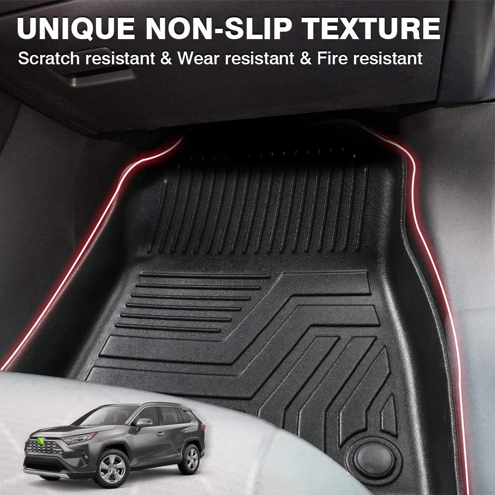 Powerty 3D TPE Floor Mats for 2018-2025 Chevy Traverse 7-Seater, Heavy-Duty All Weather Liners, Black, Model POW00046