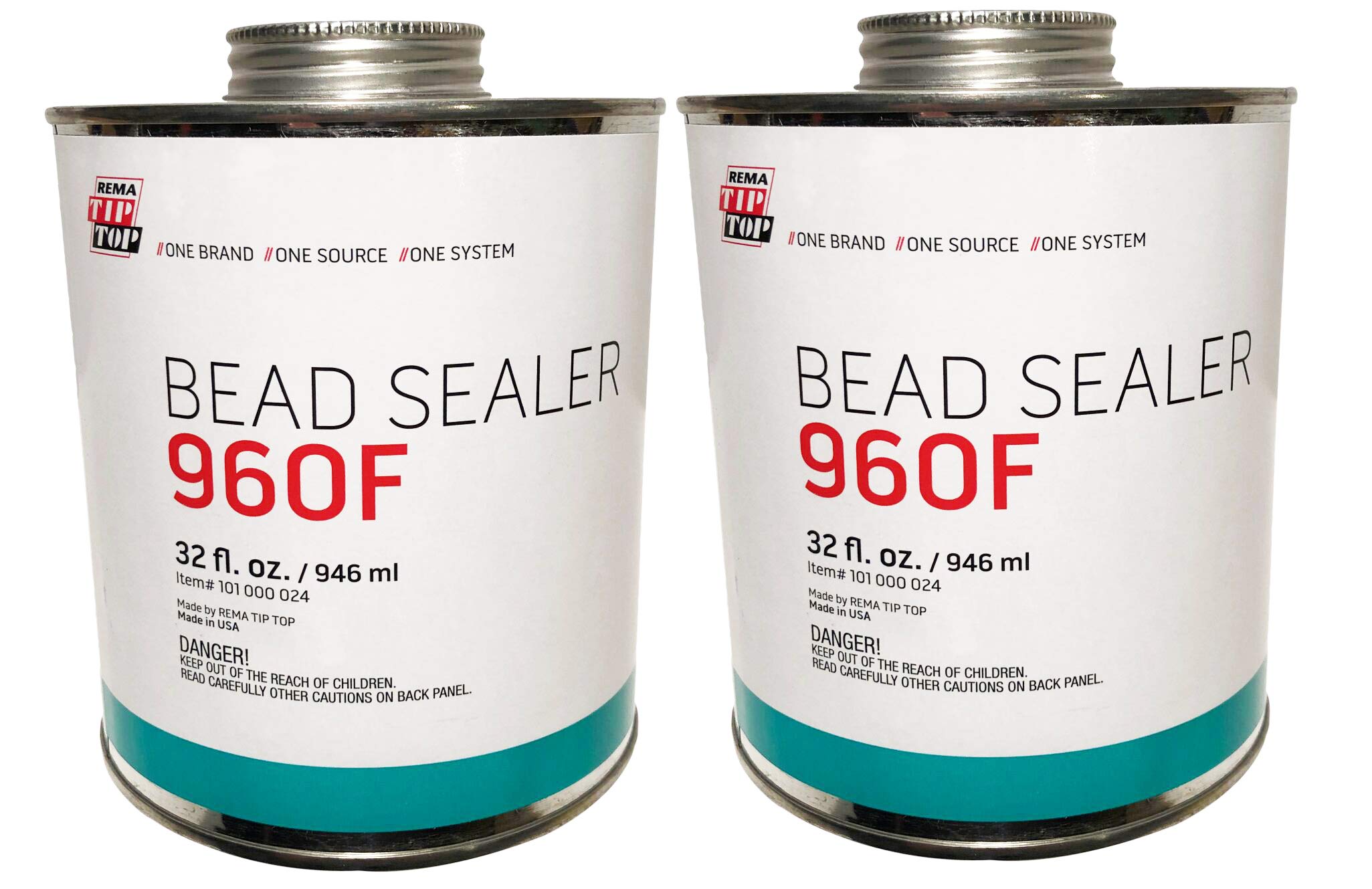Rema Tip Top 960F Tire Bead Sealer Can with Brush Top - (32 fl. oz. / 946 ml), (2 Cans)