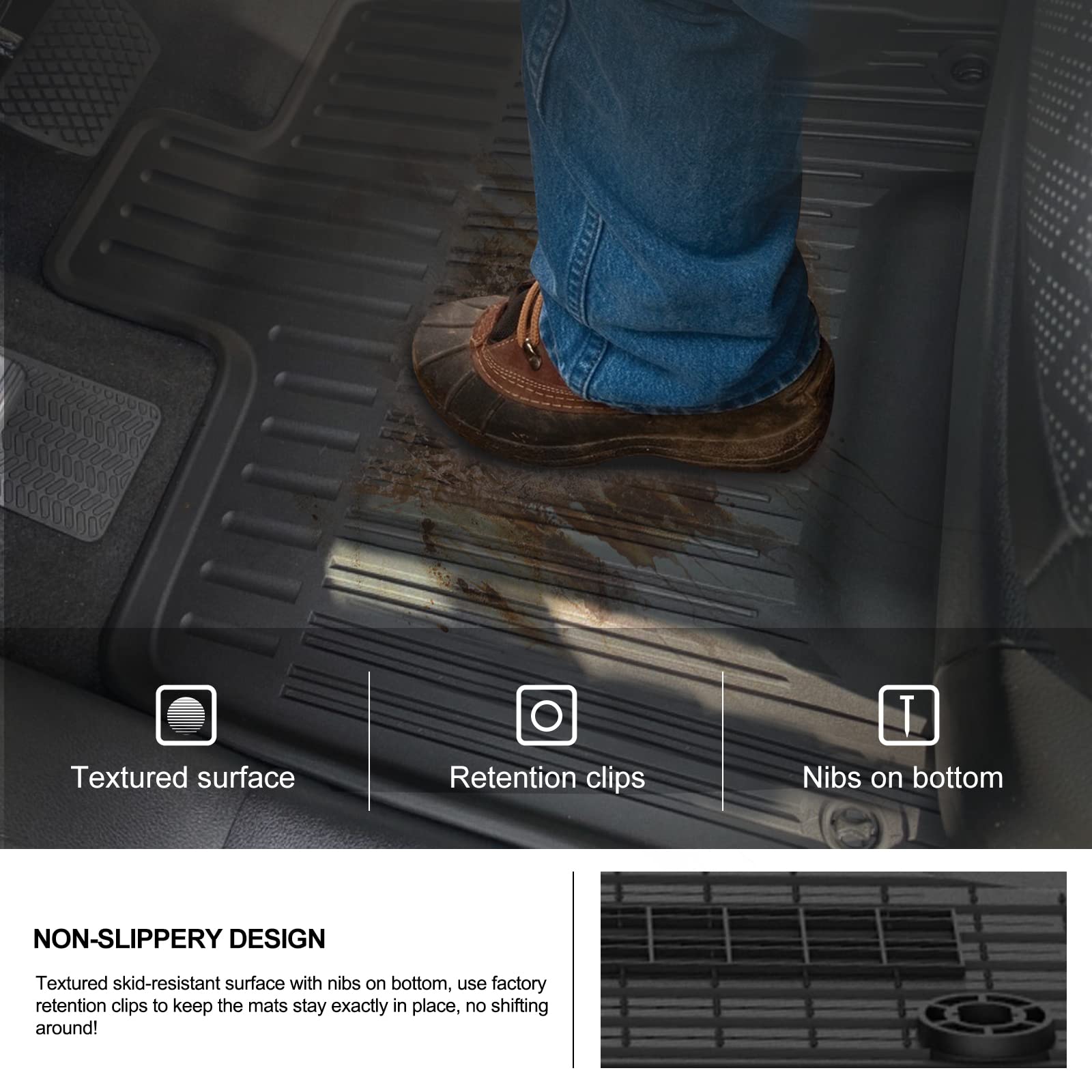 Kiwi Master Floor Mats For 2019-2025 Honda Passport Oem Replacement 08P17-Tgs-100 All Weather Mat Liners Front Rear 2 Row Seat T