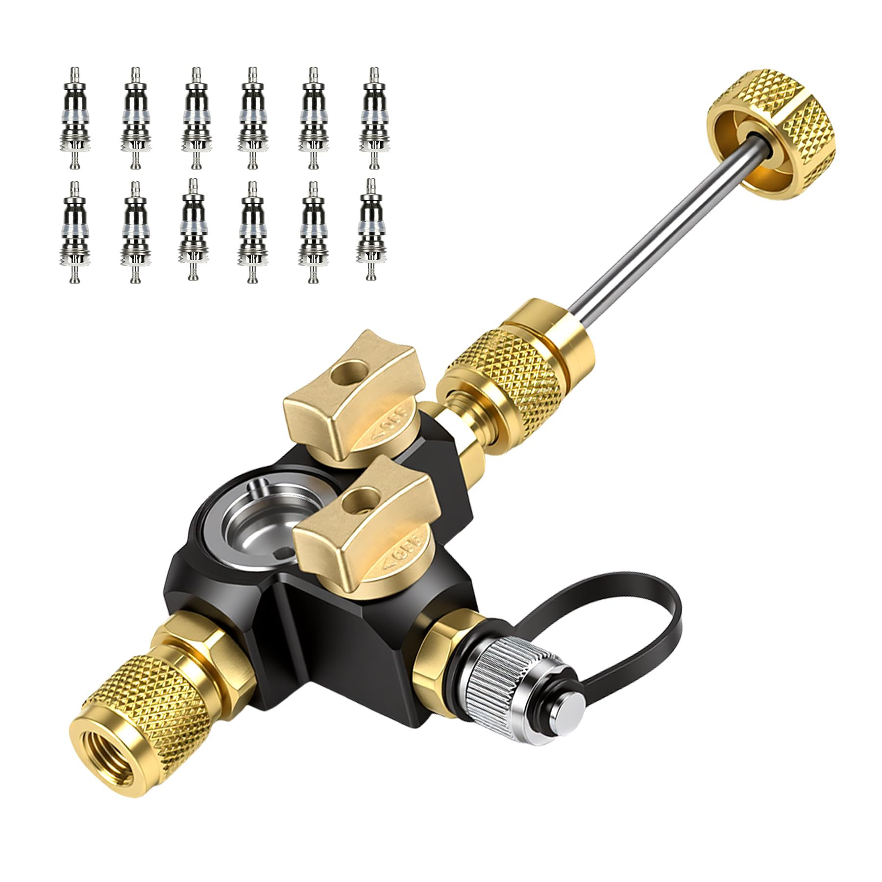 Drako-Myxx Upgrade VC2G 1/4 Valve Core Removal Tool Dual Valve with Sight Glass, A2L Compatible, Vacuum-Rated 20 microns, Fast R