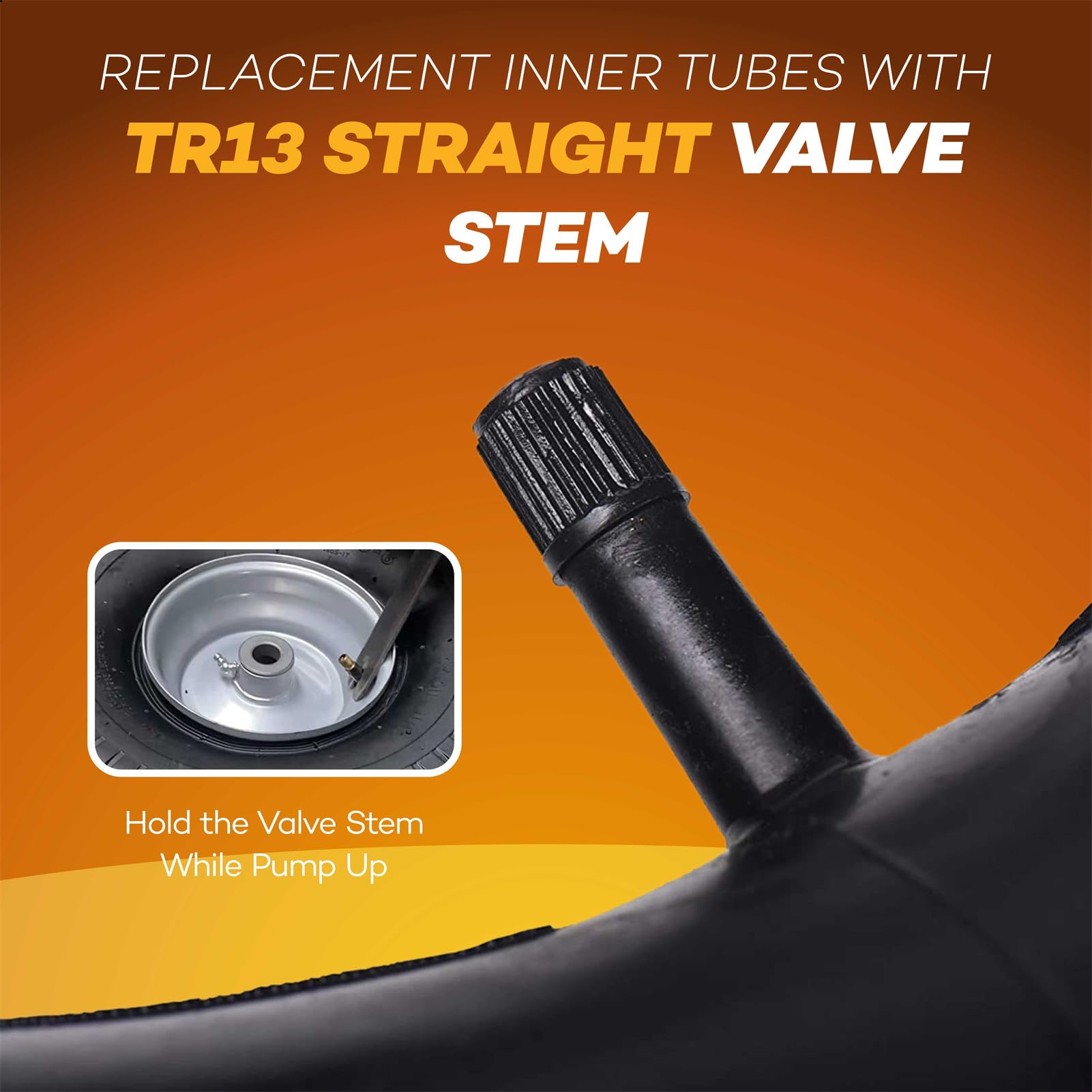 (2-Pack) AR-PRO Exact Replacement Inner Tubes with TR13 Straight Valve Stem, 13 x 5.00-6'', Universal Fit for Razor Dirt Quad La