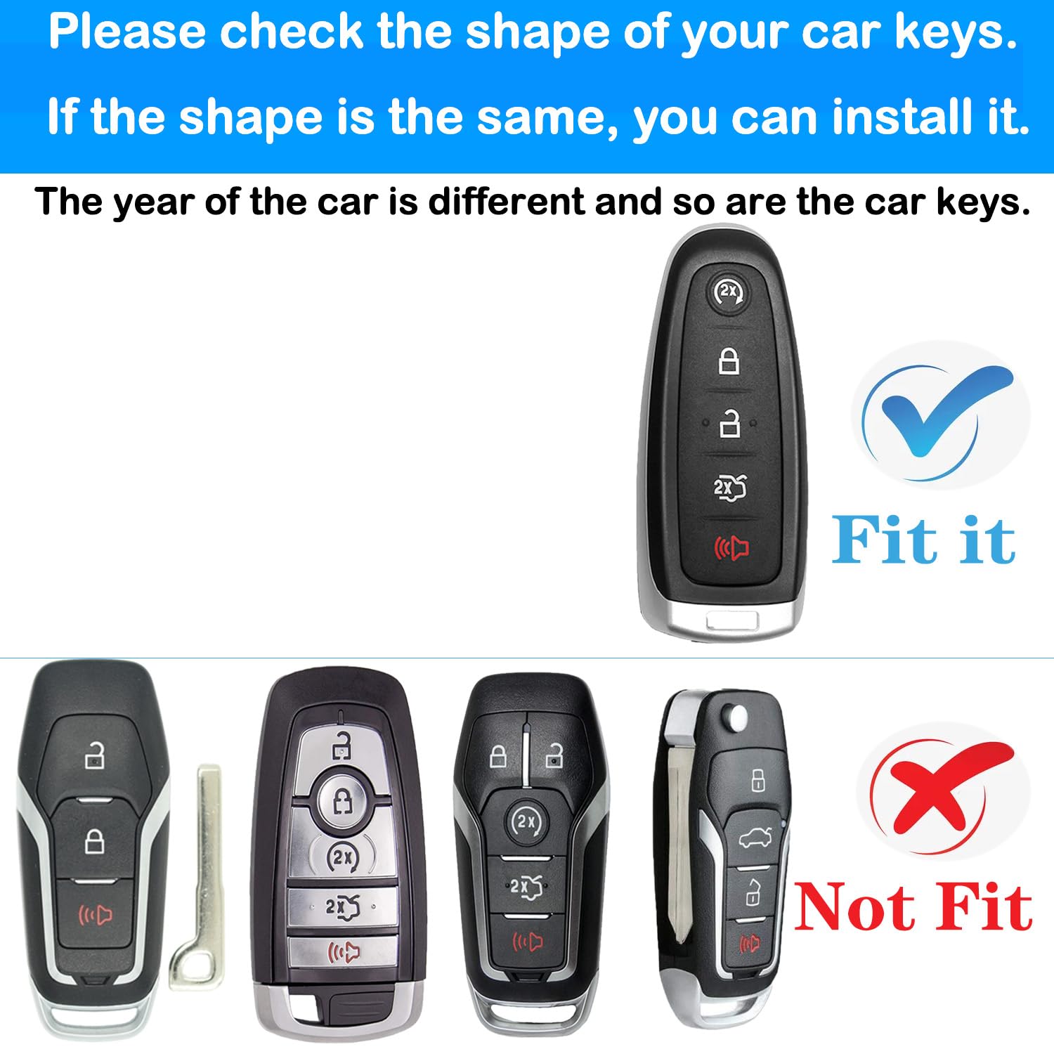 Kirsnda For Ford Key Fob Cover,Case With Keychain,Soft Tpu Protection Key Shell/Skin,5 Buttons Fit C-Max Edge Escape Expedition