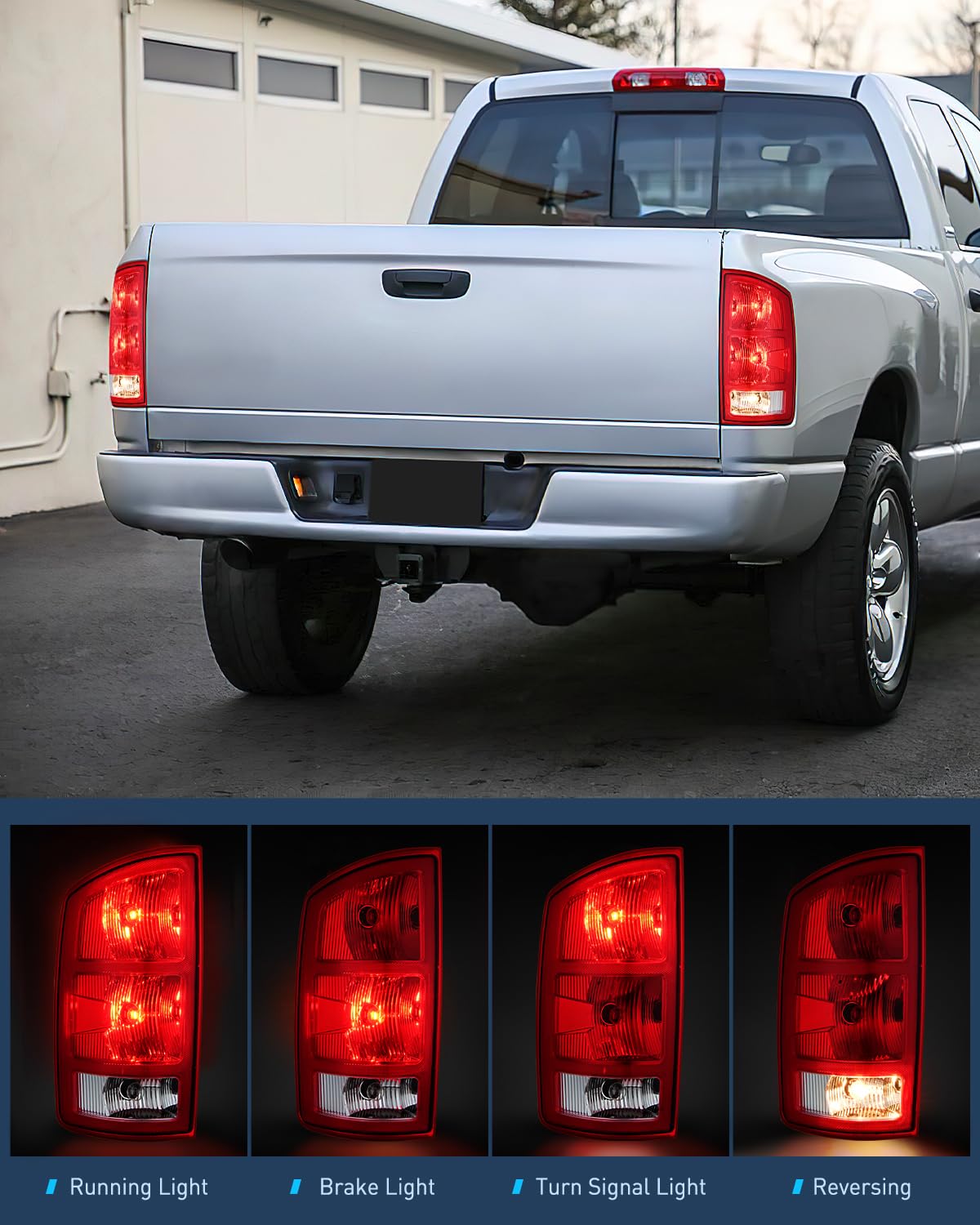 Nilight Taillight Assembly Compatible With 2002 2003 2004 2005 2006 Dodge Ram 1500 2003 2004 2005 2006 Dodge Ram 2500 3500 Rear