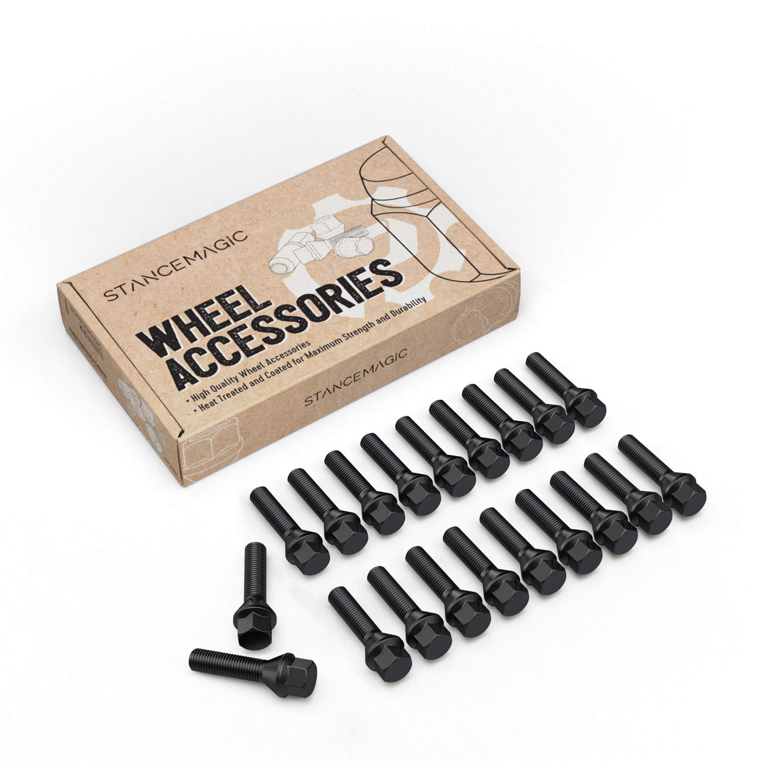 20Pcs Extended Black Lug Bolts 14X1.25 (40Mm Shank Length - Not Oem Length, Cone Seat) Compatible With Bmw 228I 320I 328I 335I 428I 435I 528I 535I 535D 550I F10 F30 640I M3 M4 M5 M6 X3 X5