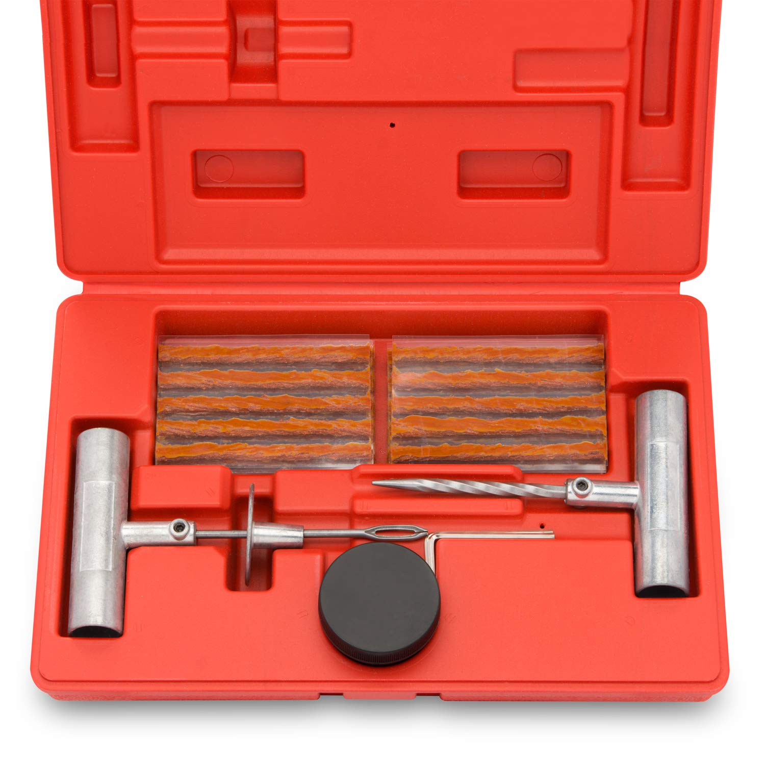 Tooluxe 50002L -35 Piece Tire Repair Universal Heavy Duty Tire Repair Kit With Plugs, Fix A Flat Tire Repair Kit, Ideal For Tires On Cars, Trucks, Motorcycles, Atv Roadside Emergency, Tire Plug Kit