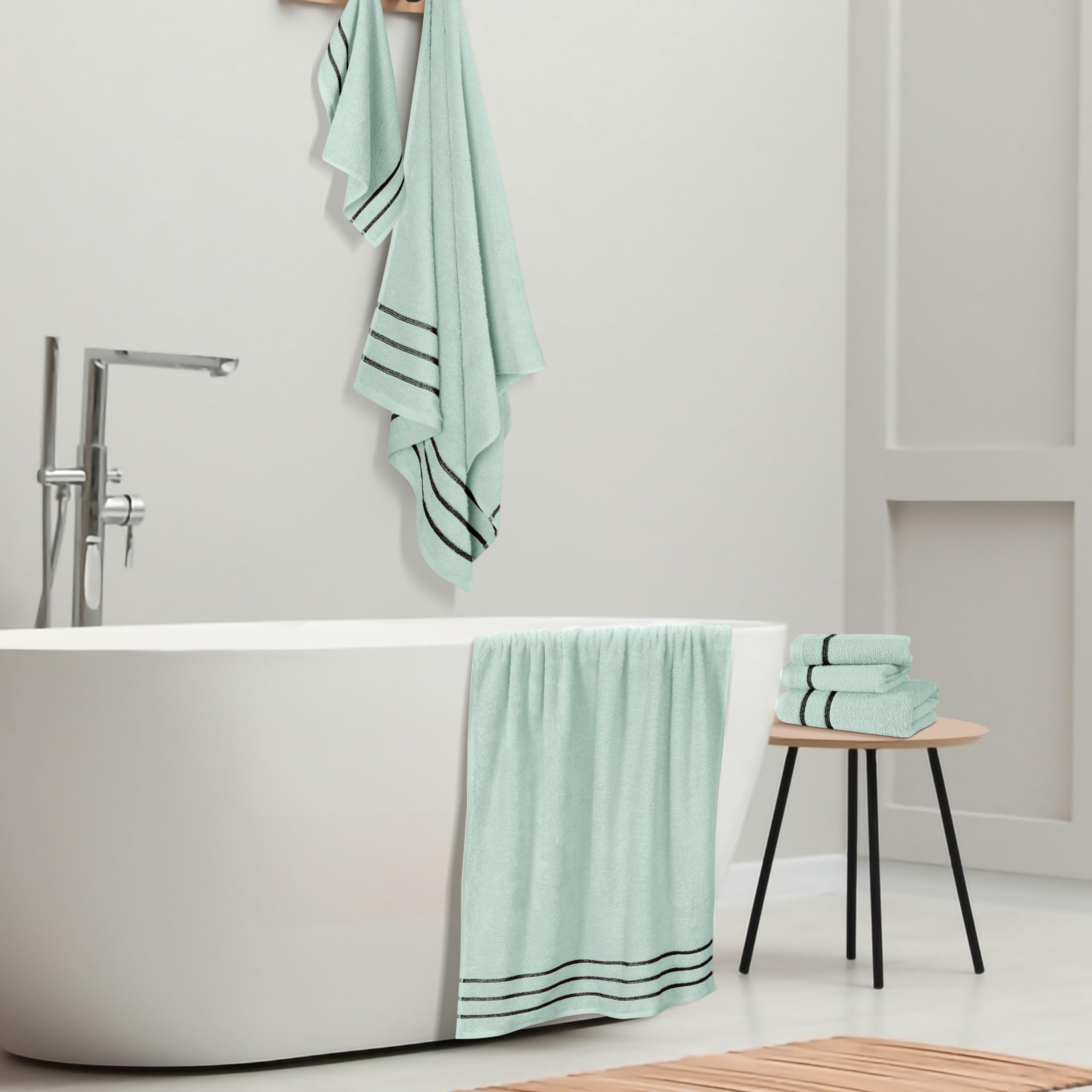 Myown Ultra Soft 6 Pack Cotton Towel Set, Contains 2 Bath Towels 28X55 Inch, 2 Hand Towels 16X24 Inch & 2 Wash Coths 12X12 Inch,