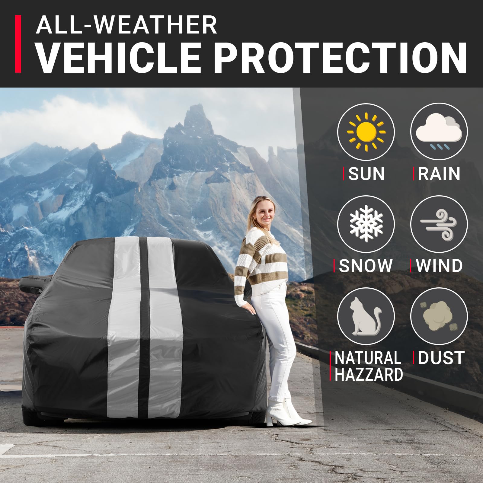 iCarCover Premium Plus Car Cover Waterproof All Weather Rain Snow UV Sun Protection, Camaro, Trans AM, Jaguar XJS, GranTurismo,