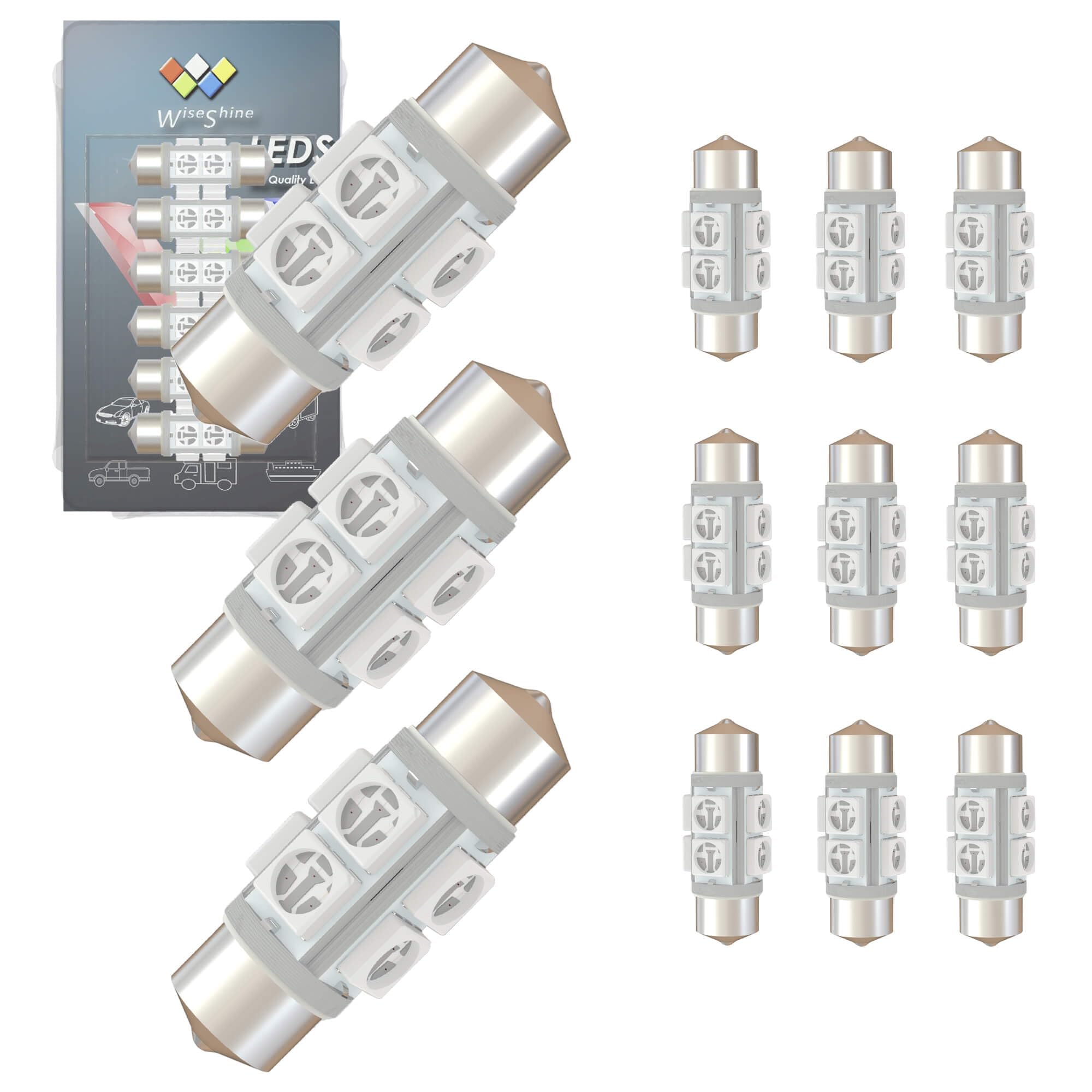 Wiseshine DC 24V 38mm 6418 Festoon LED Car Bulb Red 6411 DE3423 LED Bulbs for Marine Boat Interior Door Cargo Lights (Pack 12)