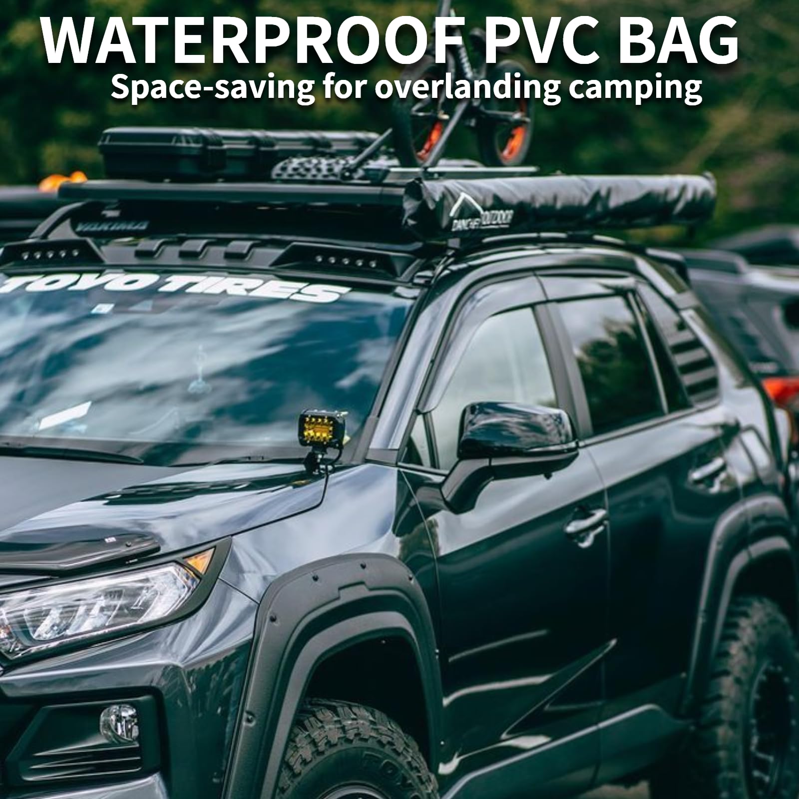 Danchel Outdoor Car Awning, Roof Rack Pull-Out Car Awning Overland, Waterproof Portable Car Side Sun Shelter Tarp For Suv/Truck/Van/Camper, 6.5X9.8Ft Gray