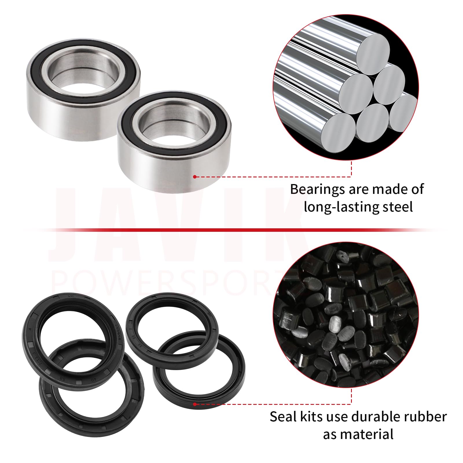 Front Wheel Bearings Seals for Honda FourTrax 300 Rancher 350 400 420 Only for 4x4, OEM# 91051-HC5-003 91209-HN2-003 91256-HC5-0