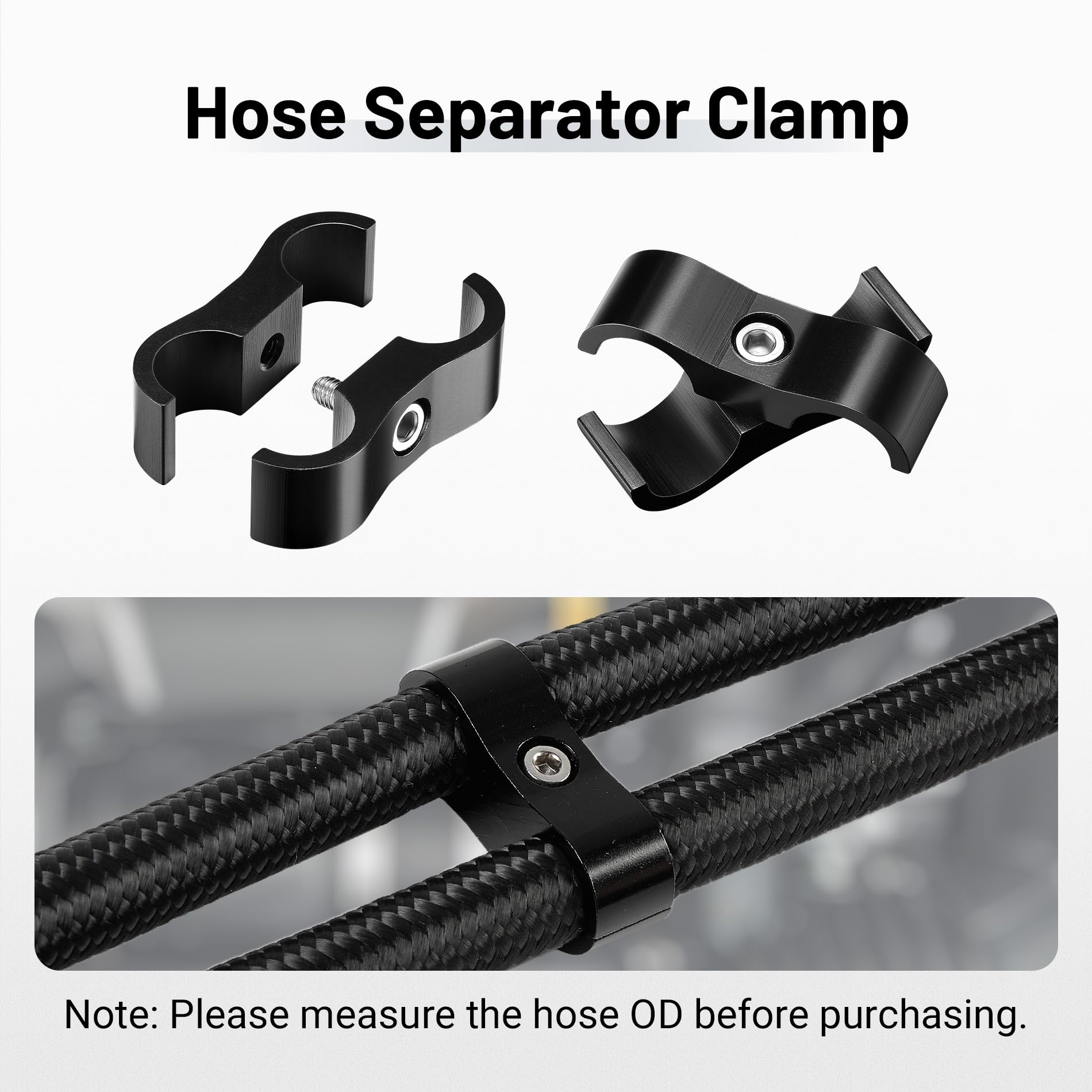 Evil Energy 6An Hose Separator Clamp, An6 Fuel Line Mounting Clamp Aluminum Black 4Pcs