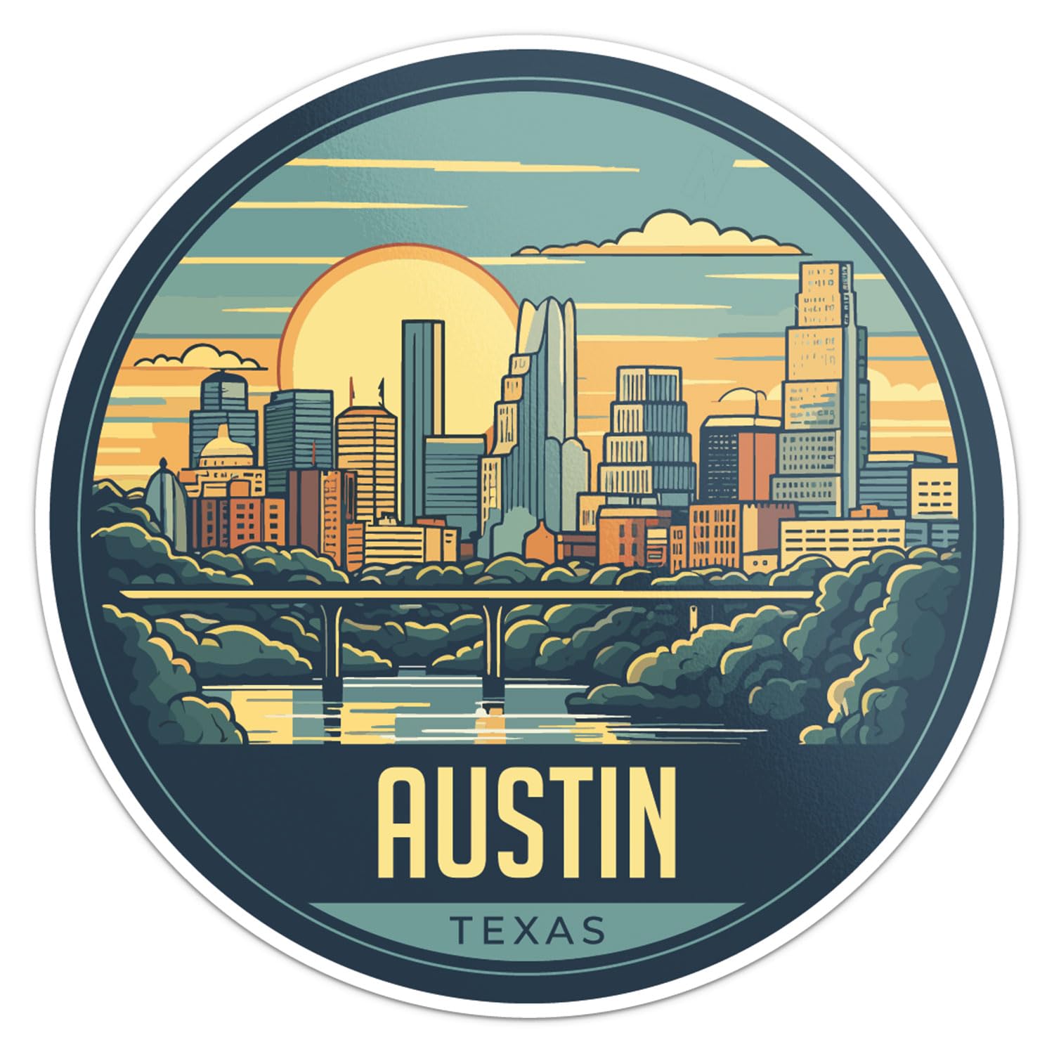 Austin City Sticker - Waterproof Vinyl Decal for Car Bumper, Laptop, Water Bottle, Wall, and Window, Size - 5'' Longer Side