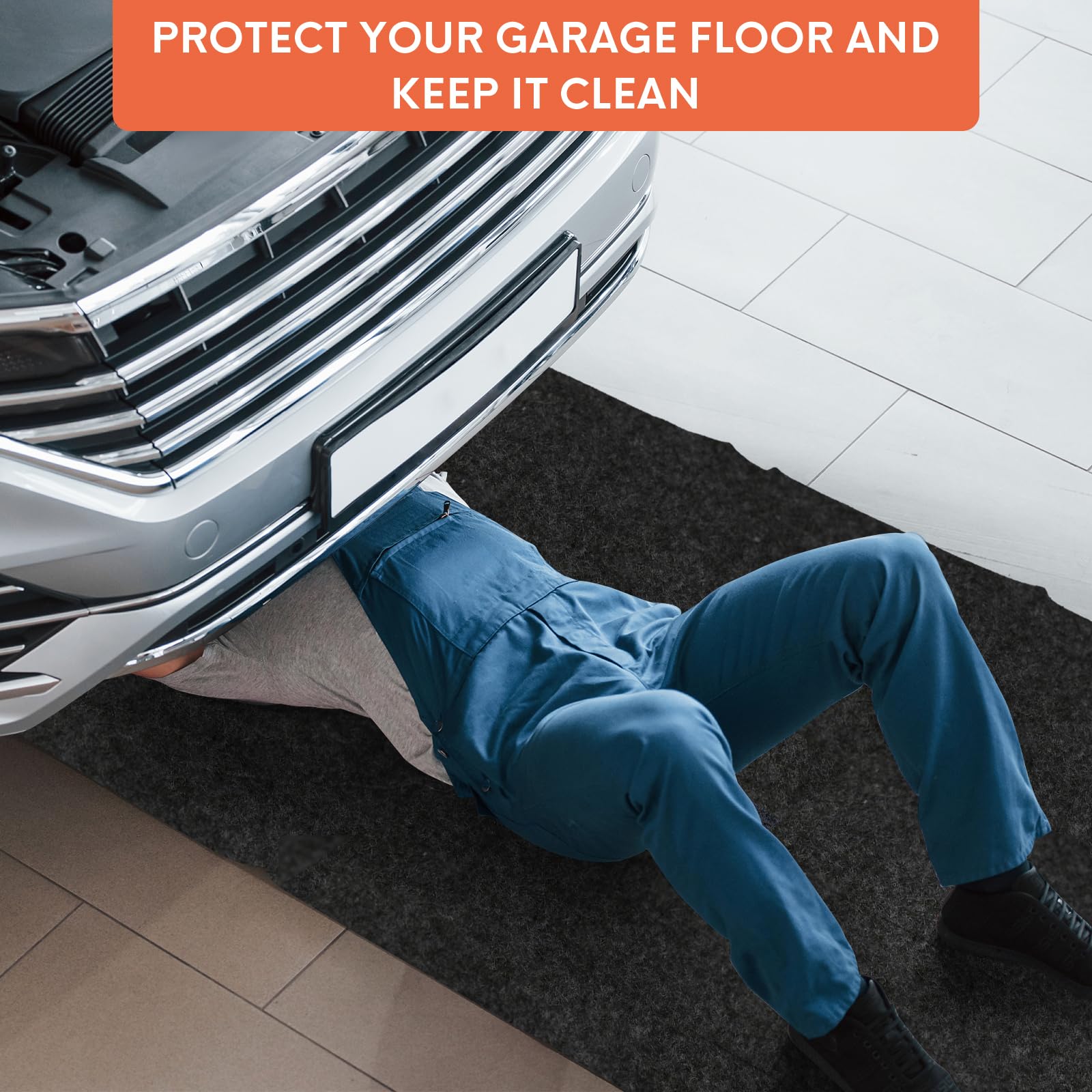 Jeria 2 Pcs 36 X 60 Inch Oil Spill Mat For Under Car Driveway Mats Oil Leaks Absorbent Oil Pad,Rubber Mat Garage Floor,Reusable,