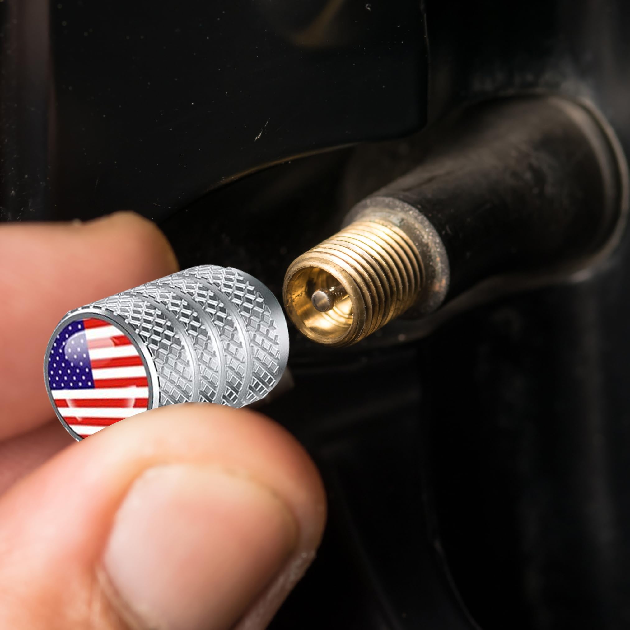 Performore 8 pcs Tire Valve Caps - American Flag Valve Stem Caps - Bike Stem Cap - Tire Valve Cover for Cars, SUVs, Bikes, Bicyc