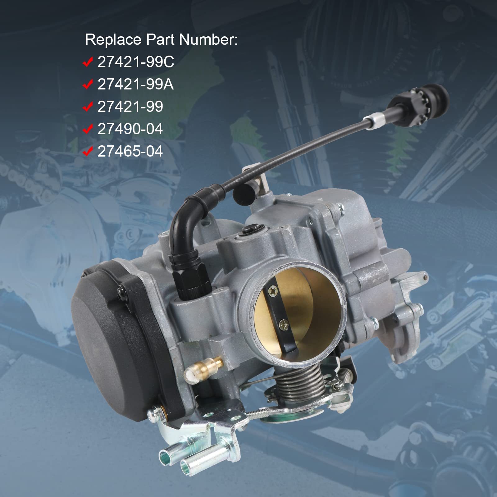 DICMIC CV40 Carb Carburetor with Spark Plug and Jet Compatible with Harley Davidson Dyna Sportster 883 1200 Heritage Softail Ele