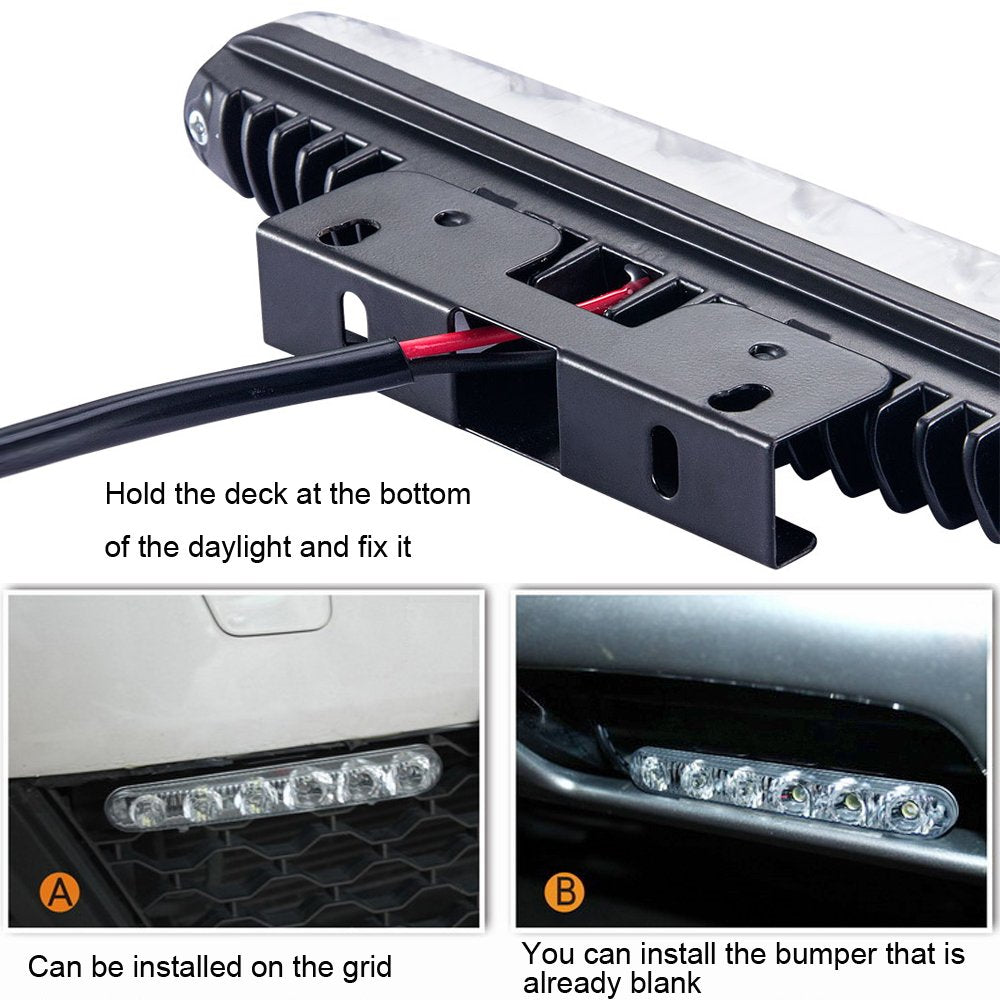 Yijinsheng Auto 2Pcs Fit 6 Led High Power Led Daytime Running Lights Driving Lamp Universal Fit Led Car Fog Light