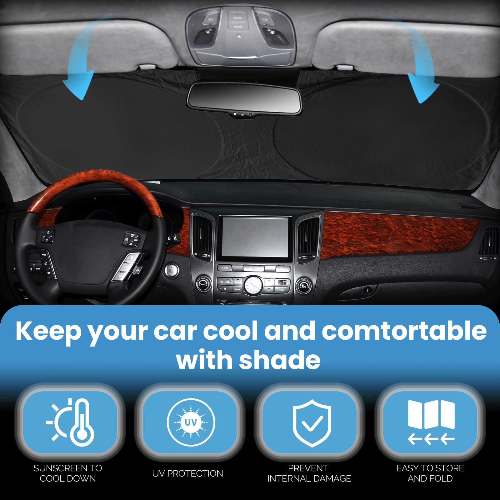 Sunshade For Focus Windshield Sun Shade Custom-Fit For 2012-2018 Ford Focus S, Rs, St, Se, Sel, Titanium, Electric Sedan Hatchba
