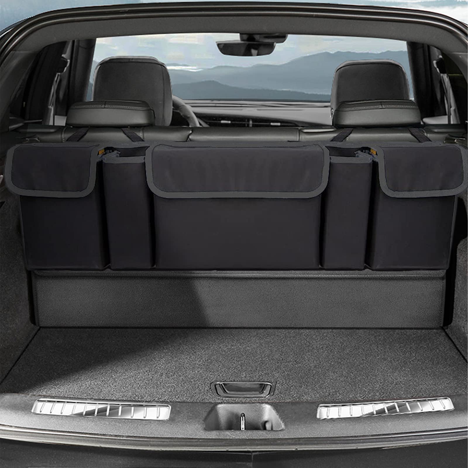 Aophy Car Trunk Organizer, Backseat Hanging Organizer With 5 Pockets, Waterproof Collapsible Cargo Storage Bag, Car Interior Accessories Car Seat Organizer For Suv, Truck, Mpv