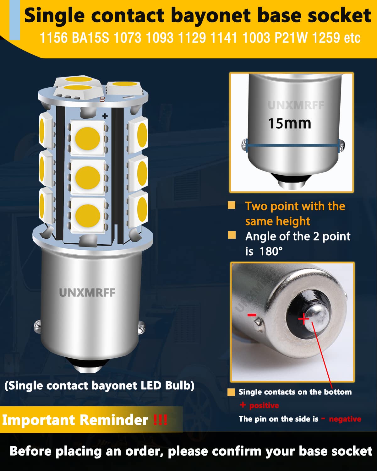 Unxmrff 1156 Led Bulb 12 Volt Rv Interior Trailer Light Bulbs 1073 7506 Ba15S 1003 1141 Led Bulb Warm White For Boat Indoor/Camp