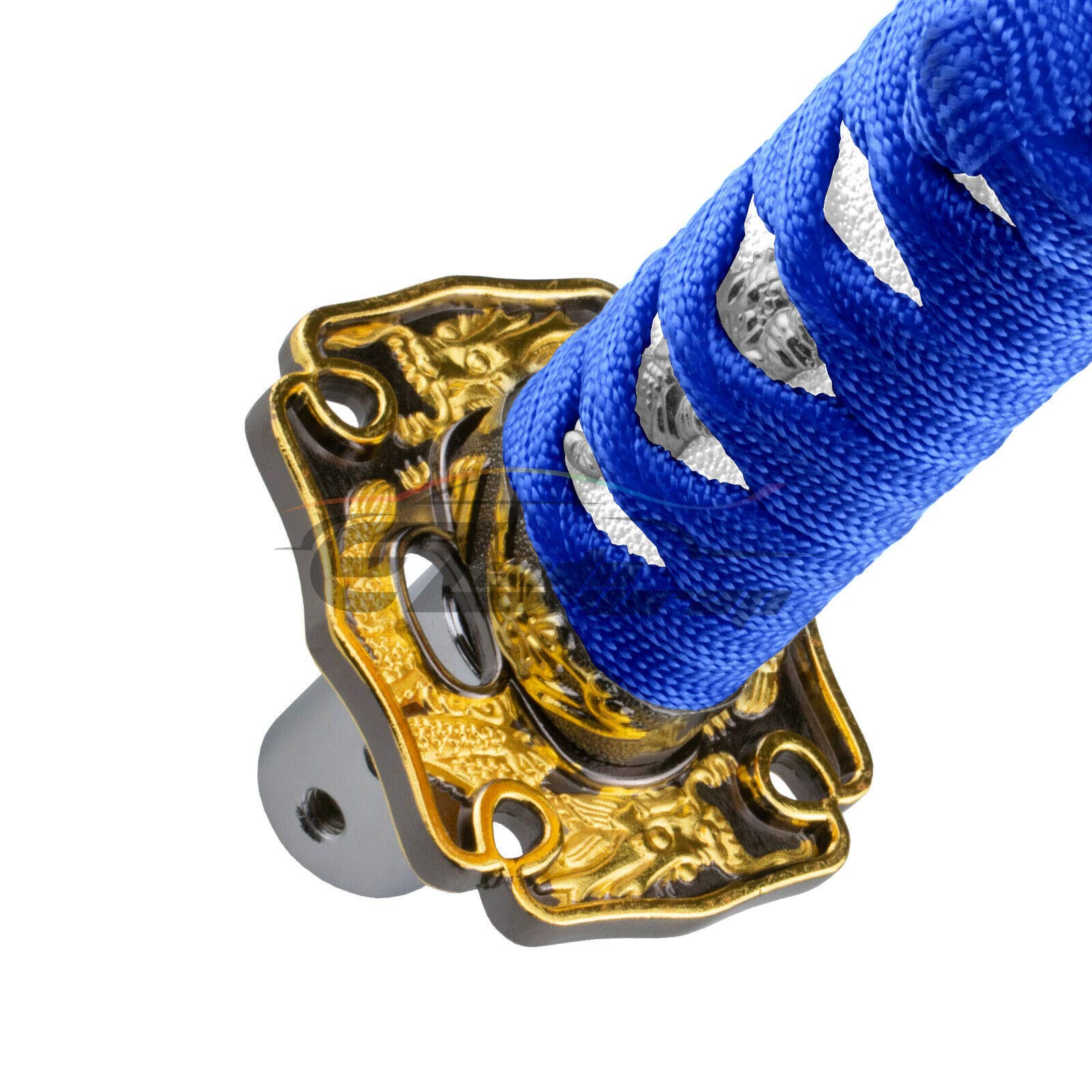 Ezauto Wrap 10Cm Blue White Shift Knob Samurai Sword Alloy Katana With Adapter Universal