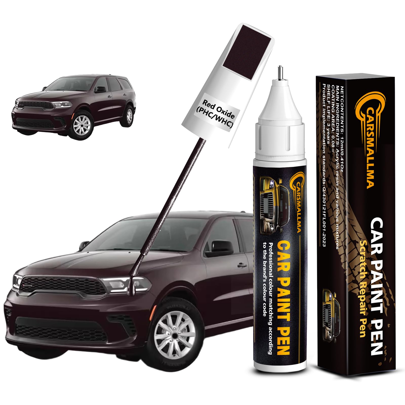 carsmallma Red Oxide(PHC/WHC) Car Touch Up Paint for Dodge, Color Accurate Car Paint Scratch Repair Pen Kit Quick & Easy Fix Veh