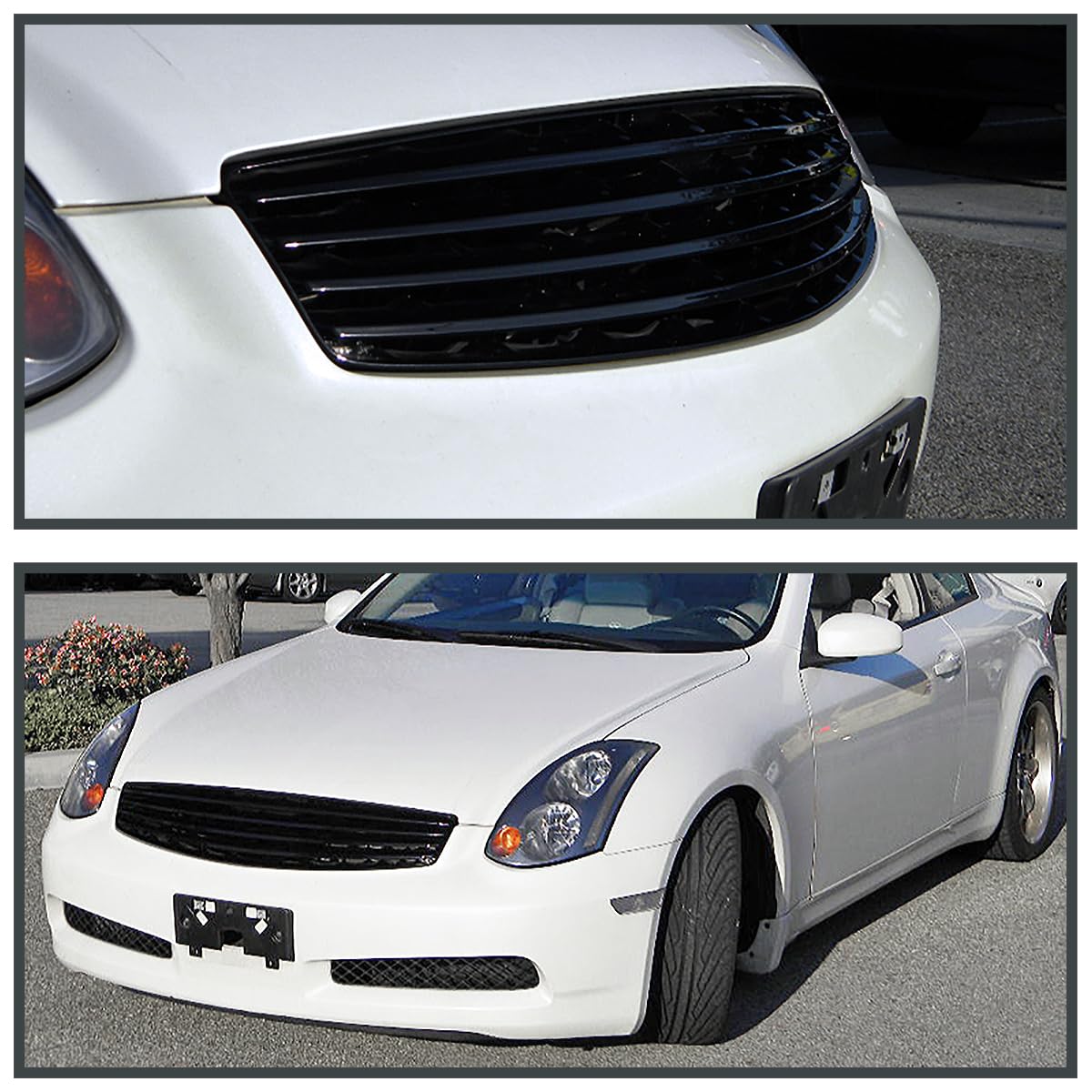 SPEC-D TUNING Black Hood Grill for 2003-2007 Infiniti G35 Coupe, Model HG-G35032JM-RS, Durable ABS Material