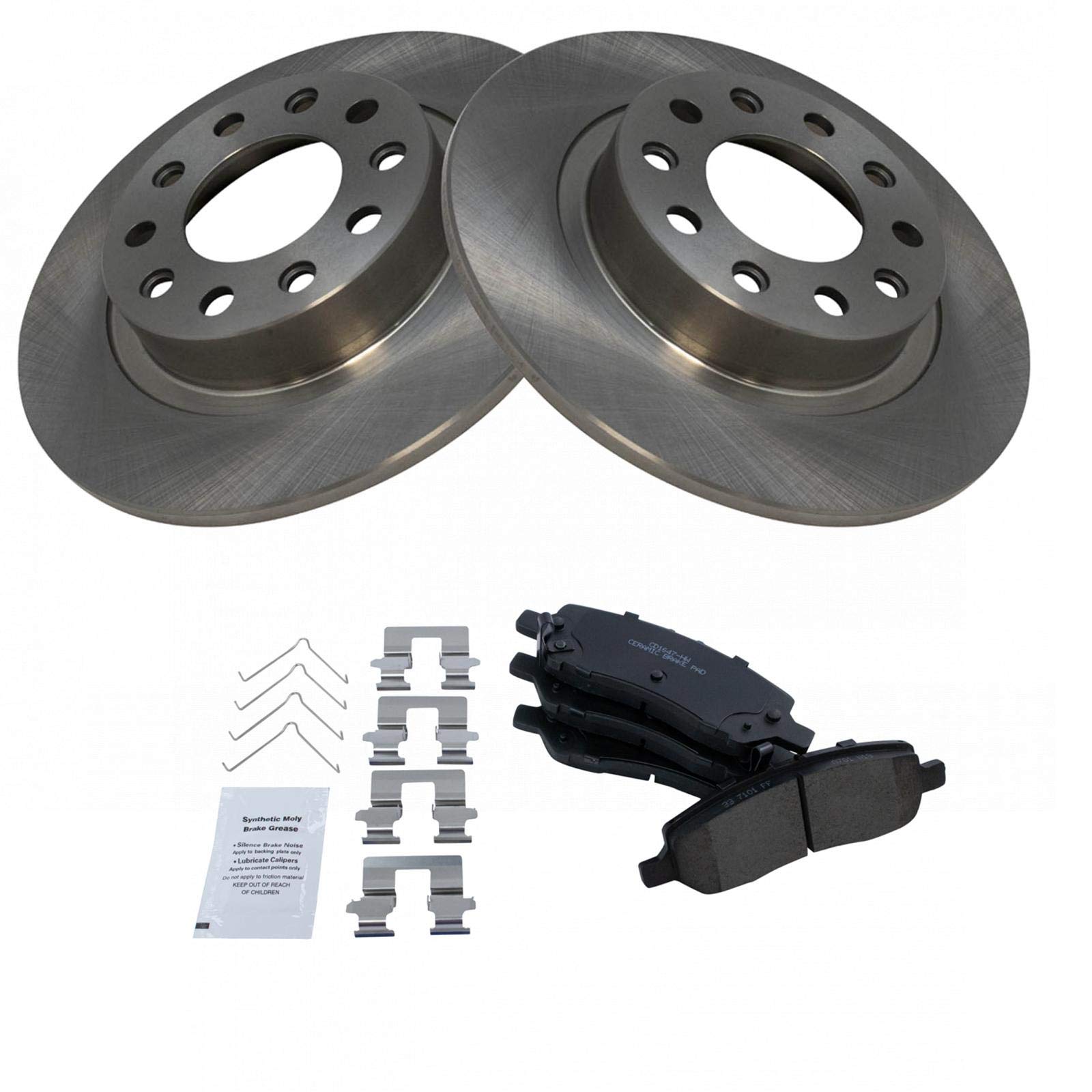 Trq Rear Brake Pad & Rotor Kit Brake Pads Brake Rotor Ceramic Compatible With 2013-2016 Dodge Dart