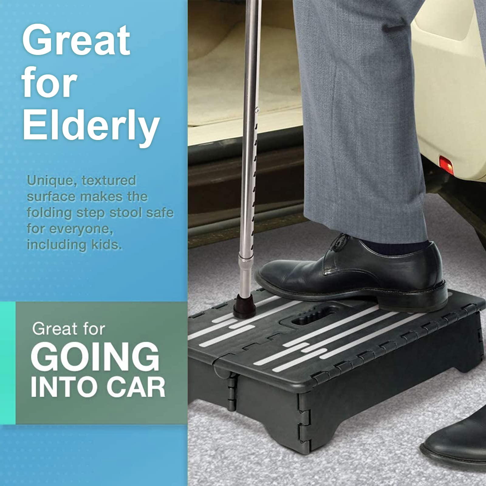 Sturdy Folding Step Stool Portable 5   , Collapsible Half Step for Seniors Older Adults up to 300 lbs Entering Camper Van SUVs a
