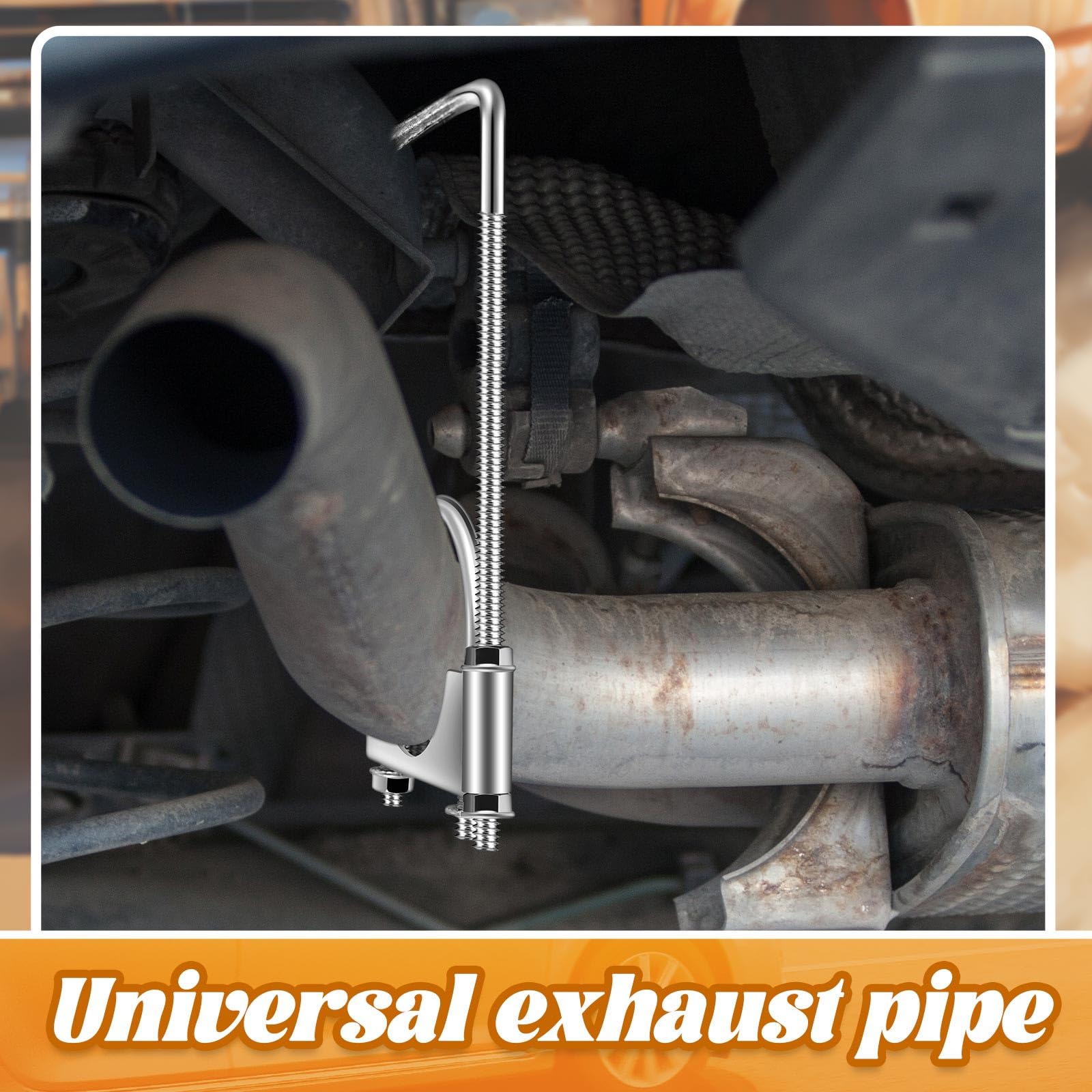 Datanly Universal Exhaust Clamp - 2 Pcs 2.75 Inch Heavy-Duty Galvanized Steel with Rear Muffler Hanger, Silver