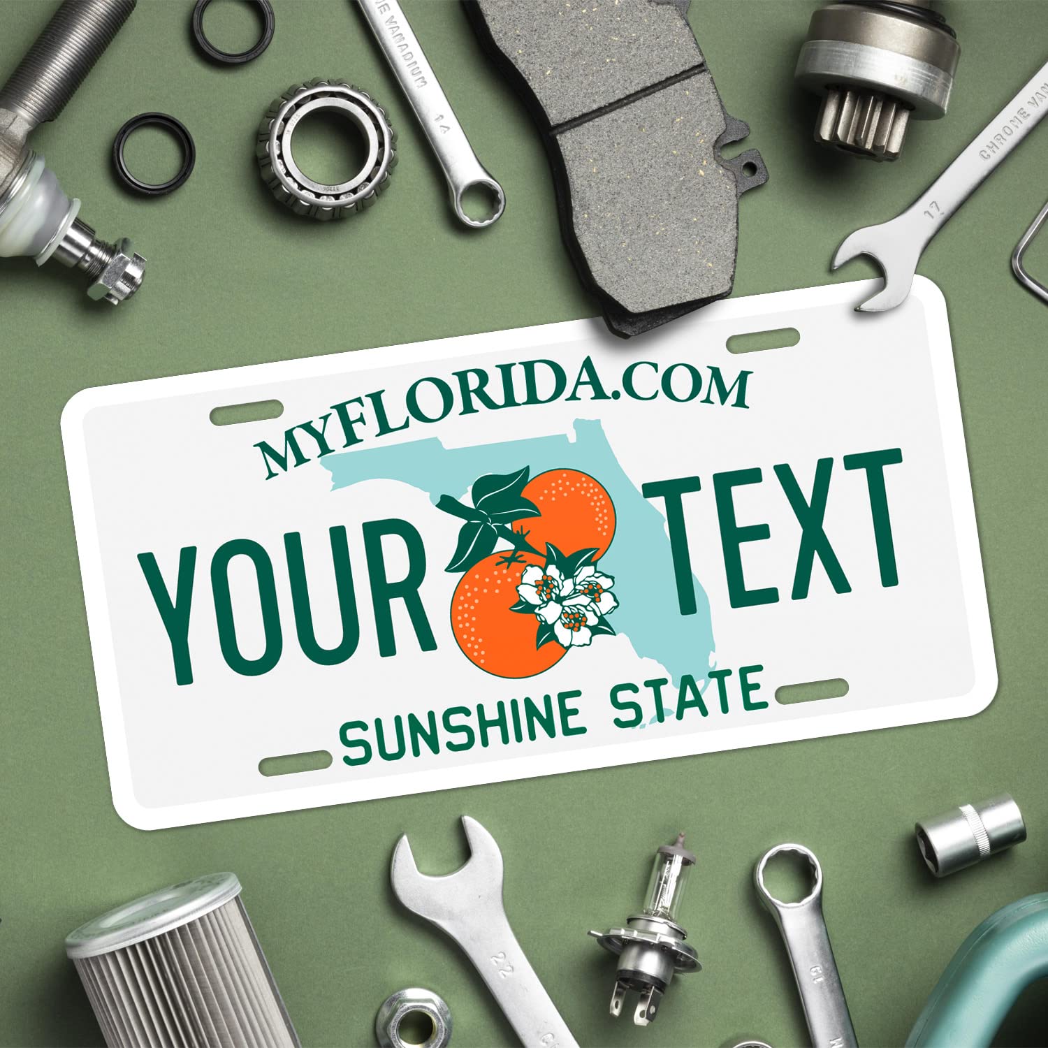 Sigo Signs Custom Florida License Plate, Personalized 6x12" Rust-Free Aluminum, Fade Resistant