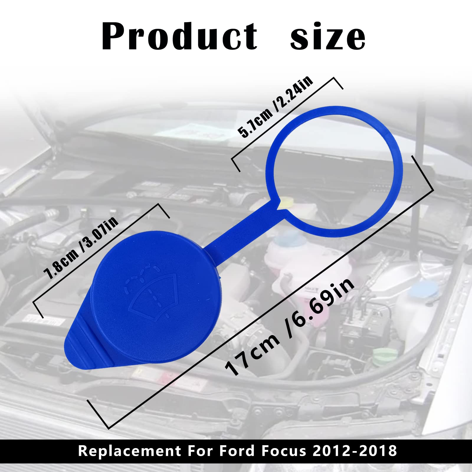 Windshield Washer Fluid Reservoir Cap - Wiper Fluid Replacement Kt1Z17632A, Cp9Z-17A605-A Compatible With Ford Focus 2012-2018