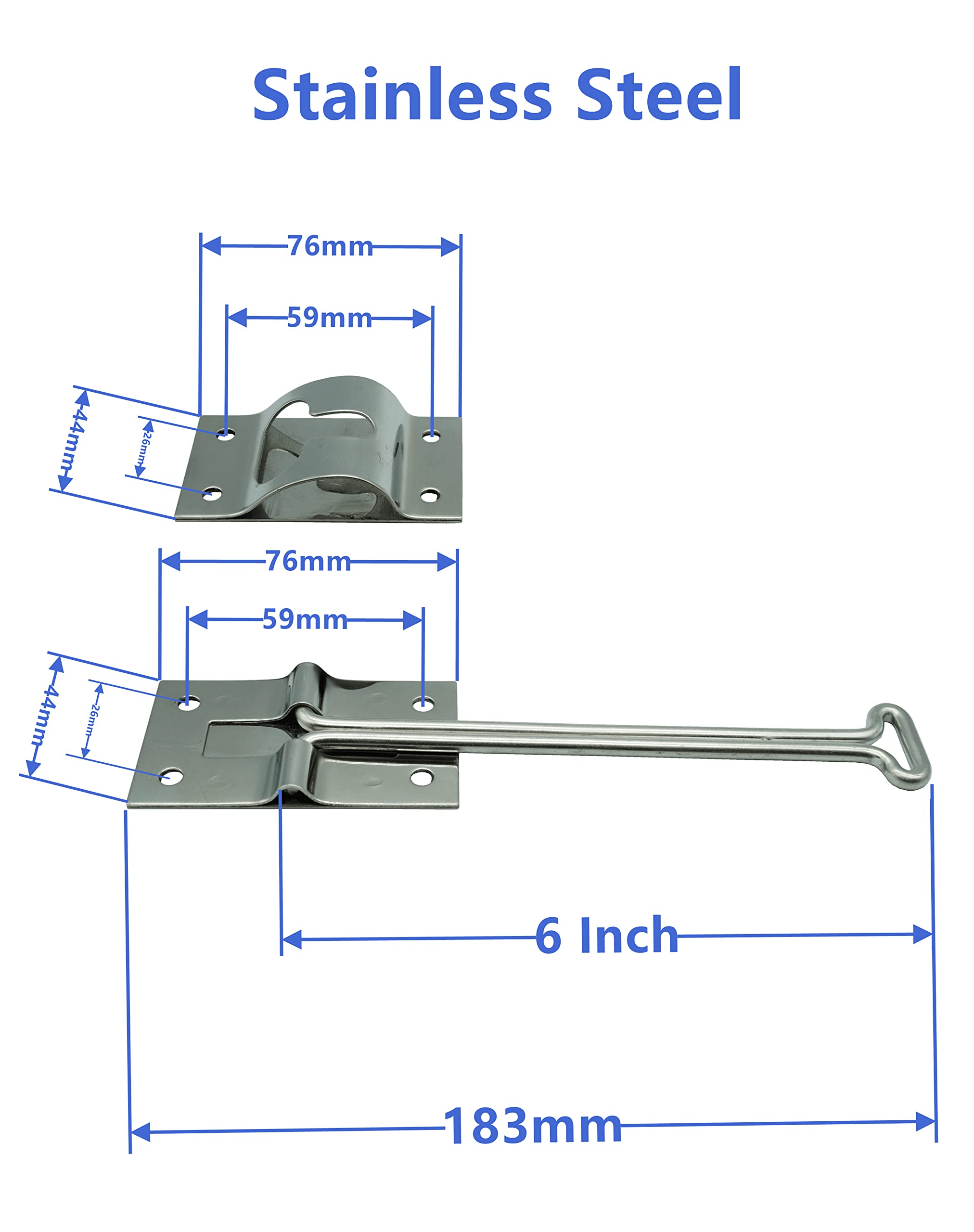 Dsnaduo 6-Inch Polished Stainless Steel T Style Entry Door Latch for RV Camper Trailer - Durable Door Hardware (1 Pack)