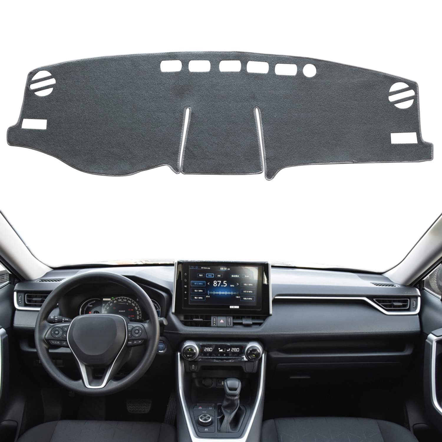 Remoch For Toyota Rav4 Accessories 2025 2024 2023 2022 2021 2020 2019 Dashboard Cover Dash Cover Mat Custom Fit Center Console Cover Sunshield Protector Rav 4 Pad(Gray)