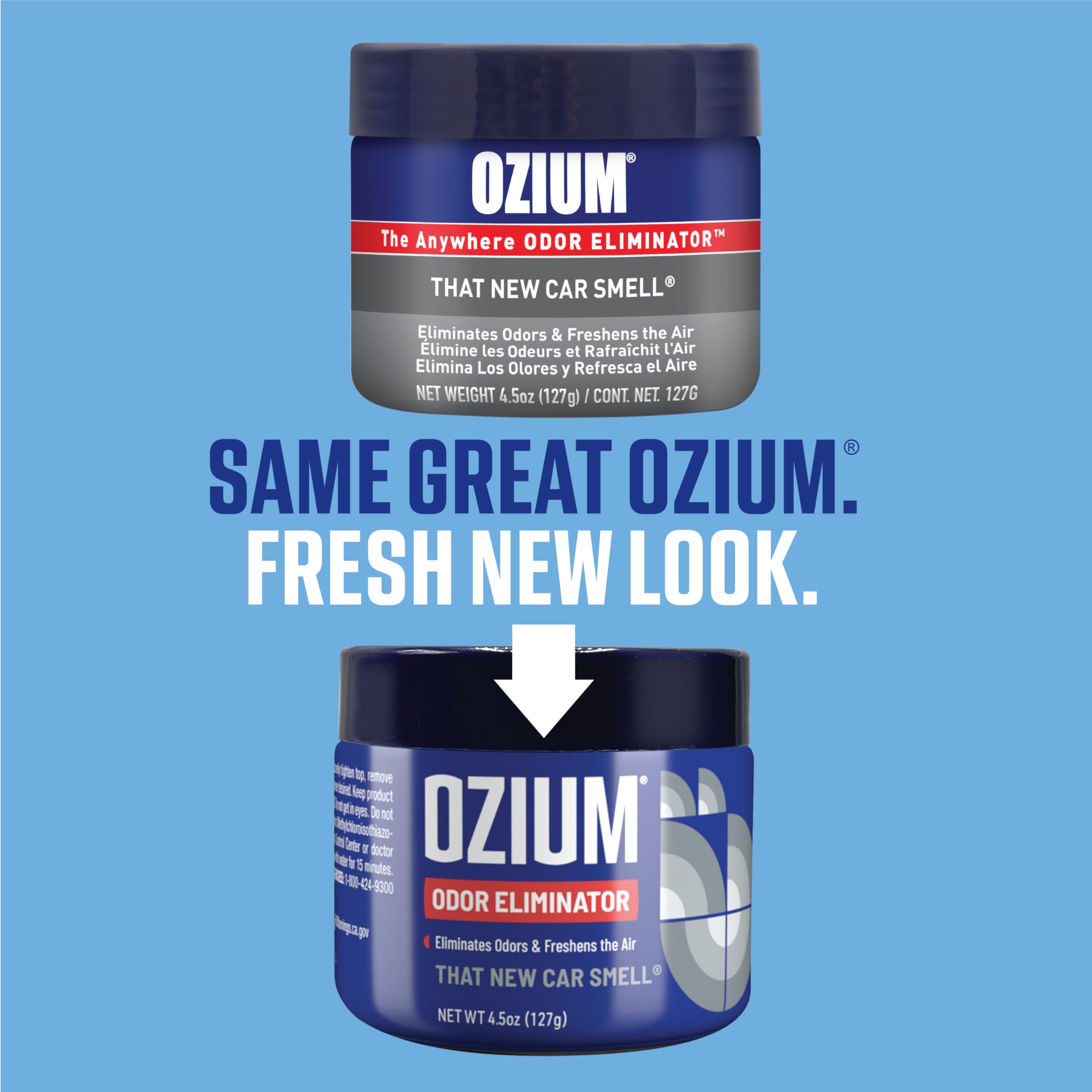 Ozium Odor Eliminating Gel 4.5 Ounce 4 Pack - New Car Smell, Multicolor, Model A807042-4 for Homes, Cars, Offices